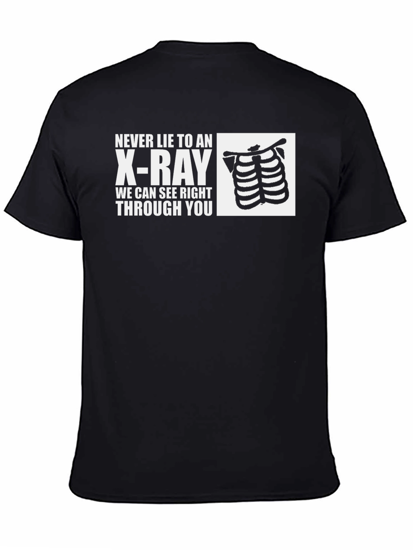 Black X-Ray Rib Cage Graphic T-Shirt - Funny Medical Tee view 4