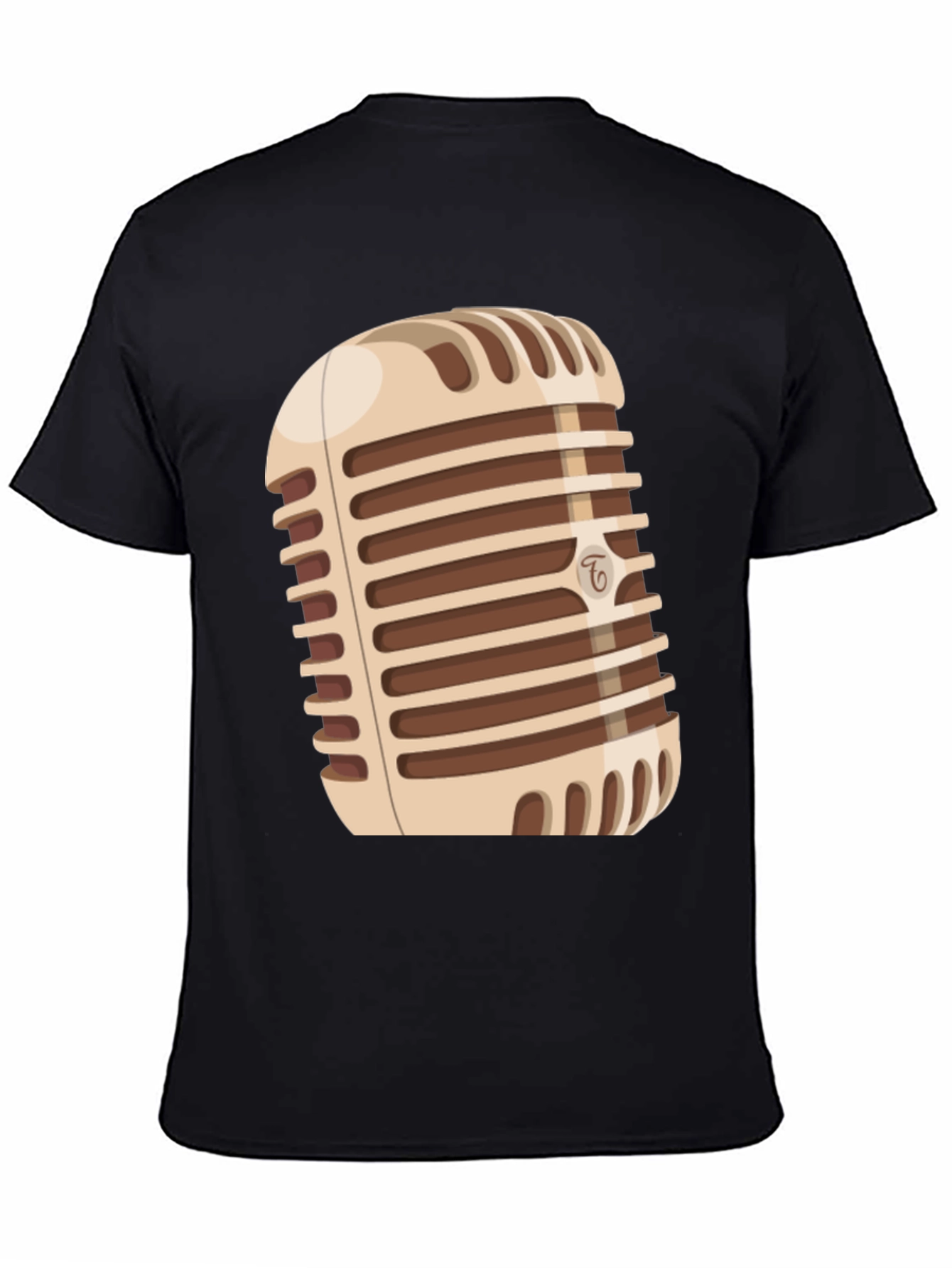Black Vintage Microphone Graphic T-Shirt view 4