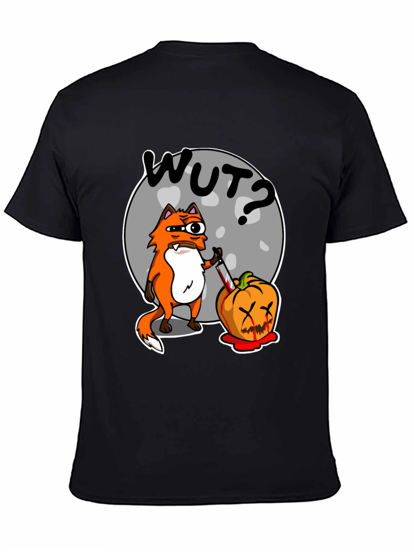 Black WUT Fox Pumpkin Graphic T-Shirt view 4