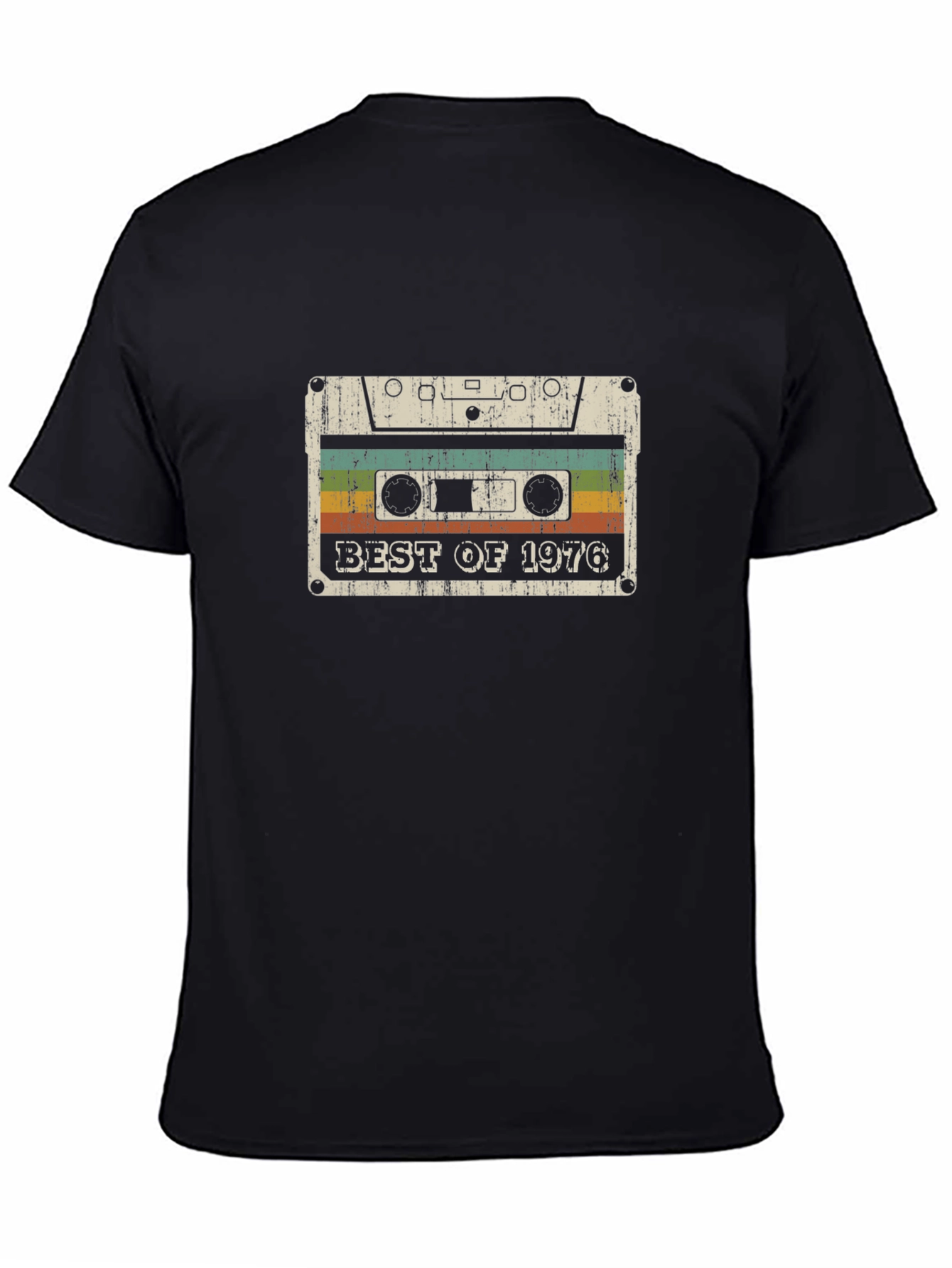 Black Vintage 1976 Cassette Tape T-Shirt view 4