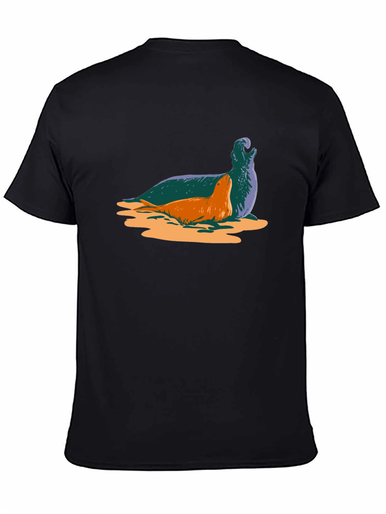 Black Seal Graphic Black T-Shirt - Unique Animal Design view 4
