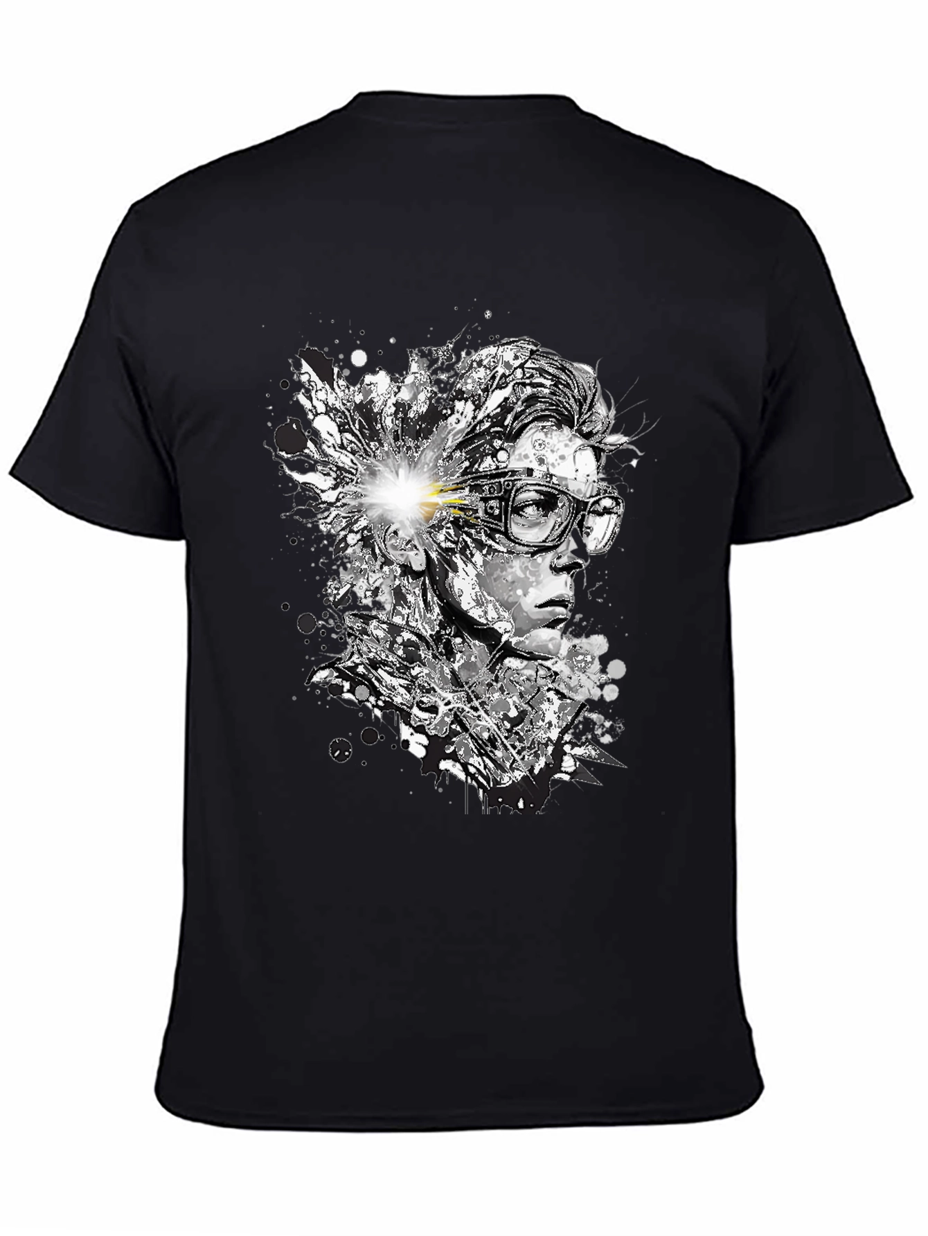 Black Abstract Mind T-Shirt - Artistic Black Tee view 4