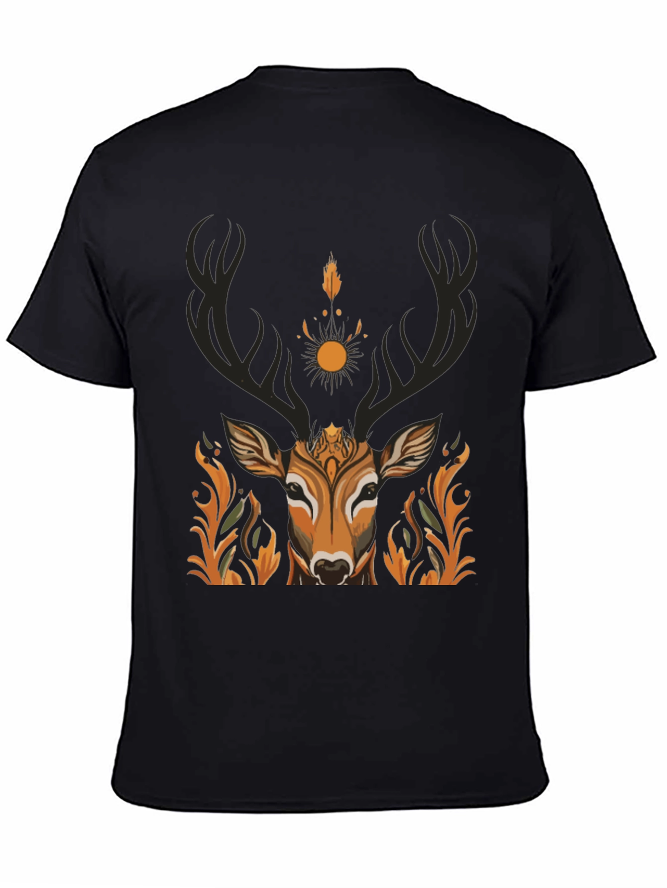 Black Mystic Deer Graphic Tee - Nature Inspired Design view 4