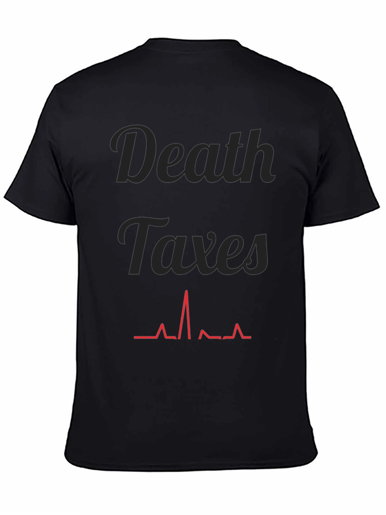 Black Death Taxes Heartbeat Graphic Tee - Black view 4