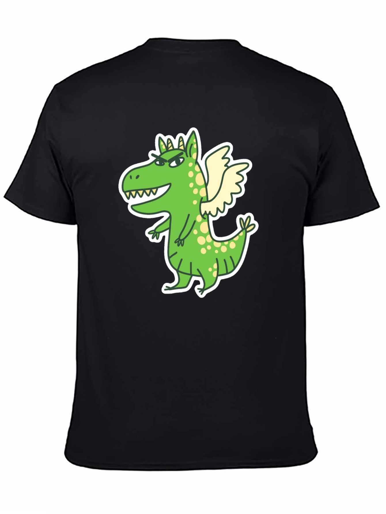 Black Dragon Cartoon Print Black T-Shirt view 4