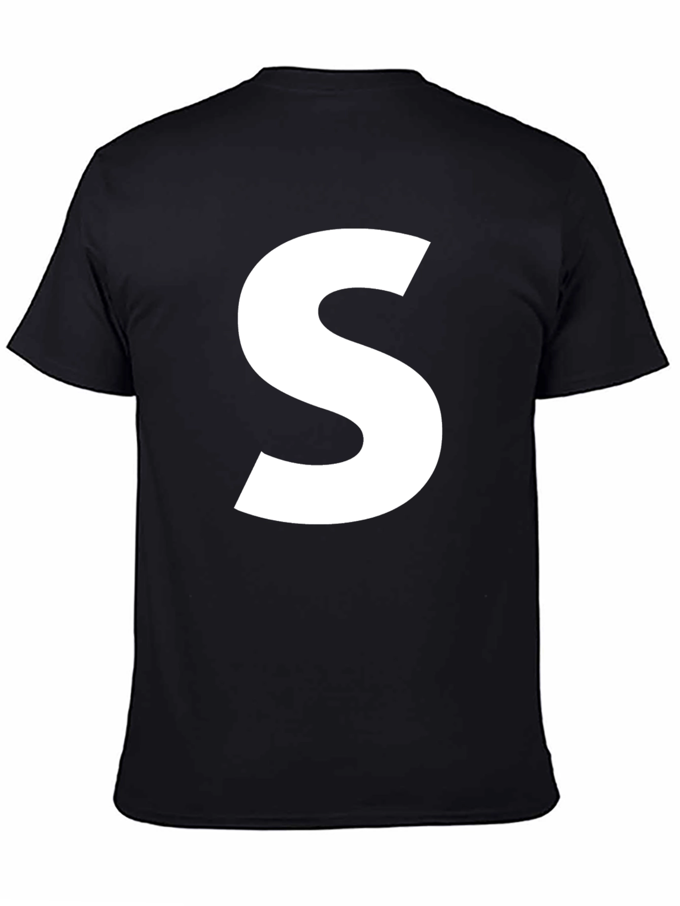 Black Bold 'S' Graphic Tee - Classic Black Cotton view 4