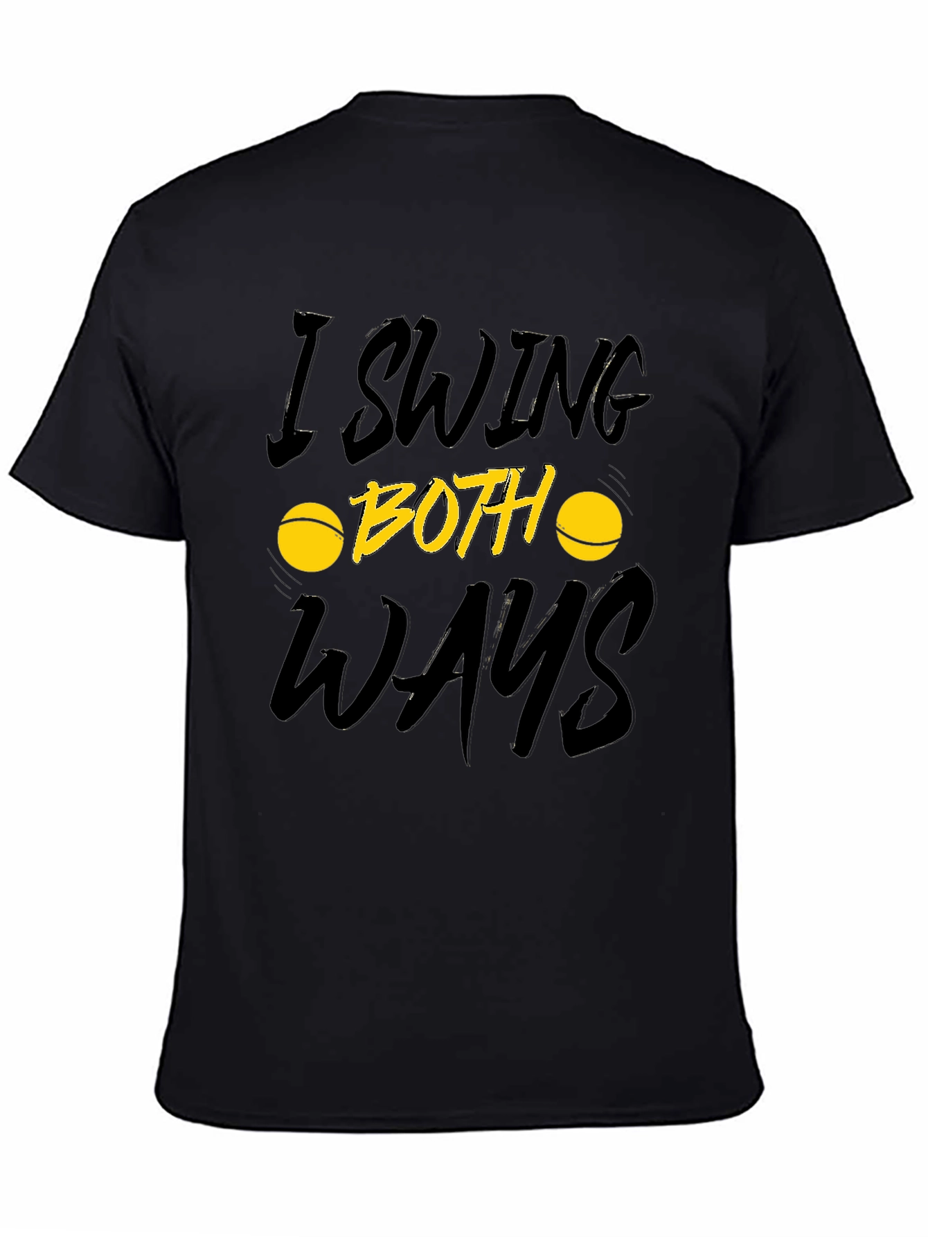Black I Swing Both Ways Graphic T-Shirt - Adult Humor Tee view 4