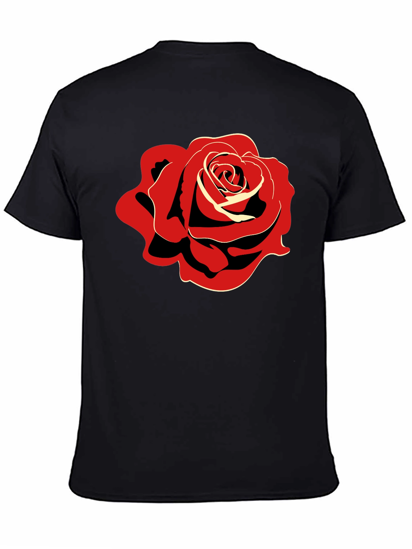 Black Bold Rose Graphic Black T-Shirt view 4