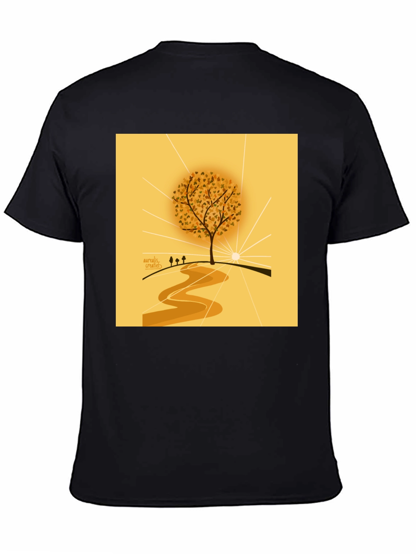 Black Nature Inspired Graphic Tee - Artistic Tree Design view 4