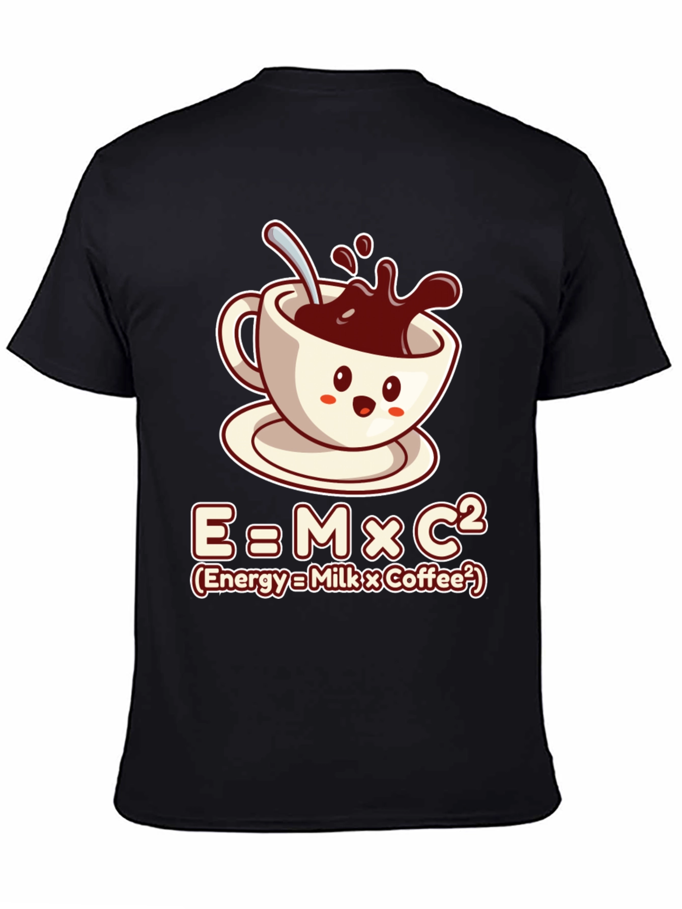 Black Funny Coffee Lover T-Shirt - Energy = Milk x Coffee view 4