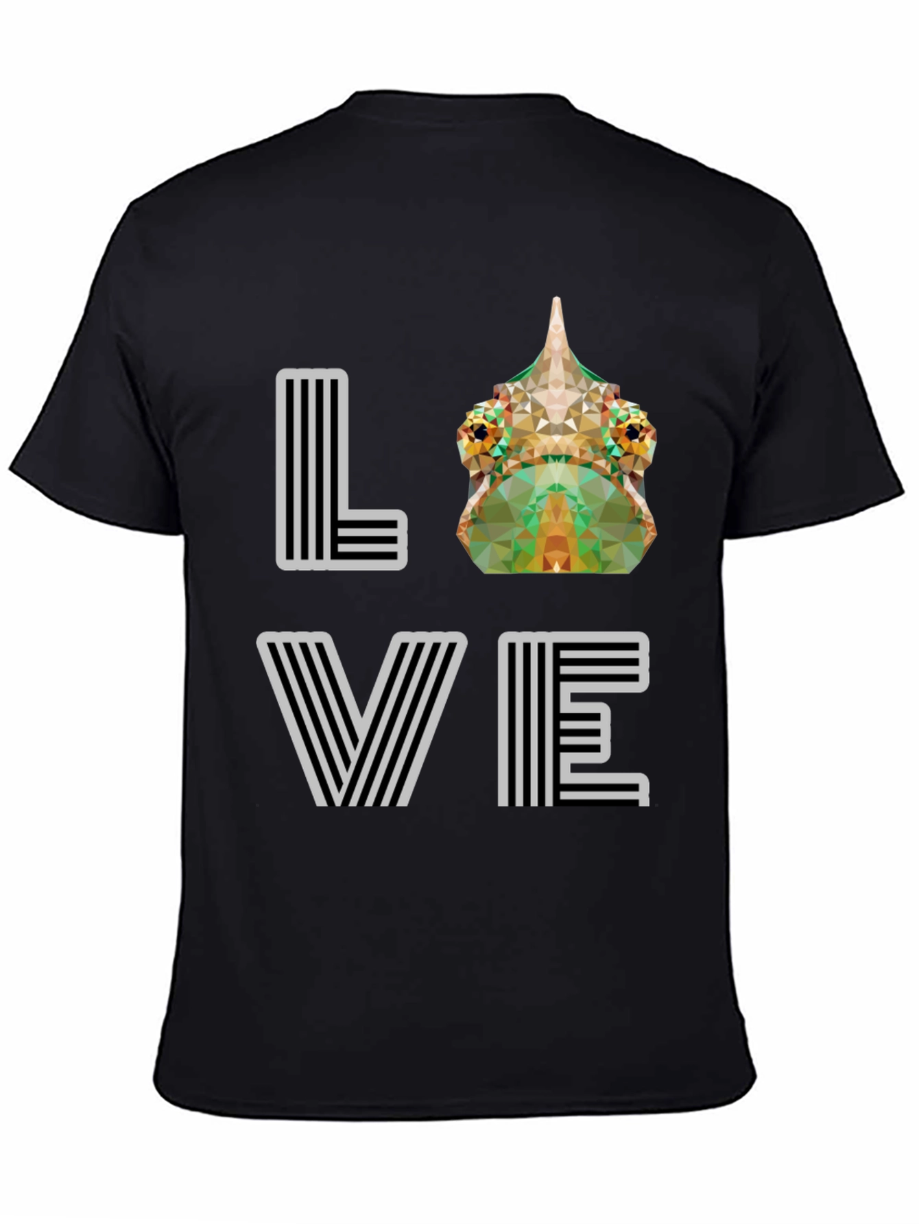Black Geometric Chameleon 'LOVE' Graphic Tee - Modern Style view 4