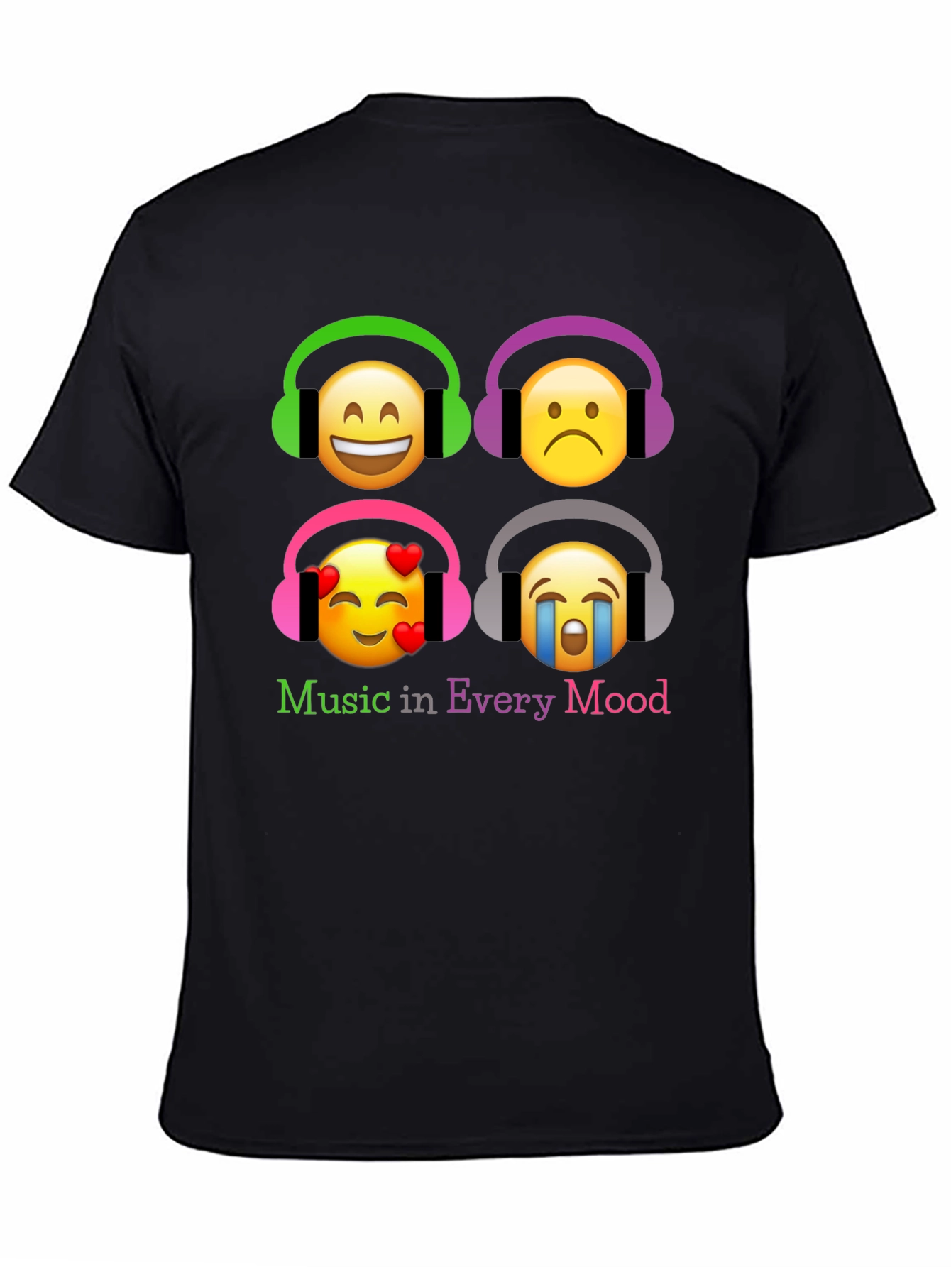 Black Music in Every Mood Emoji T-Shirt - Black view 4