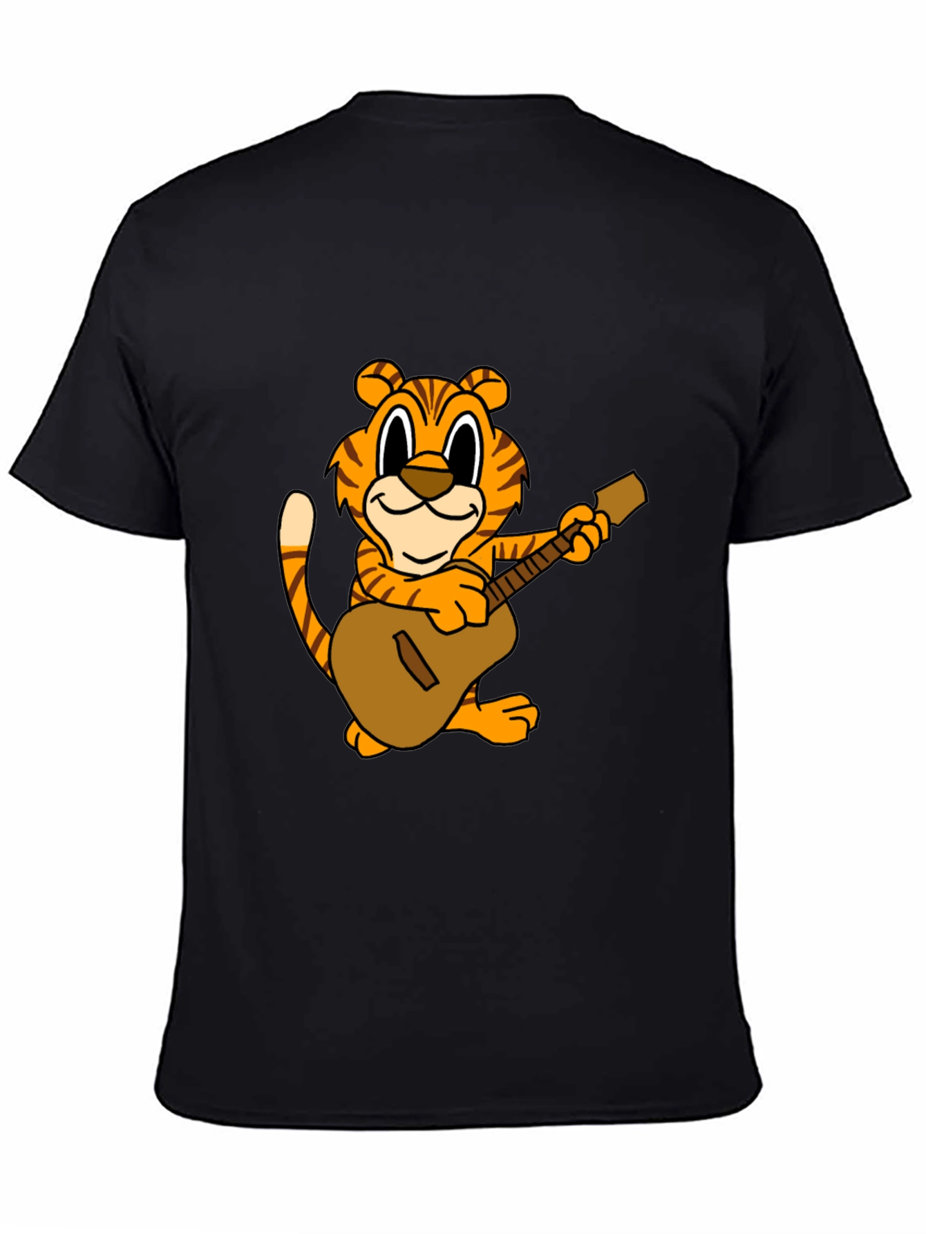 Black Tiger Guitar Player Graphic Tee - Black view 4