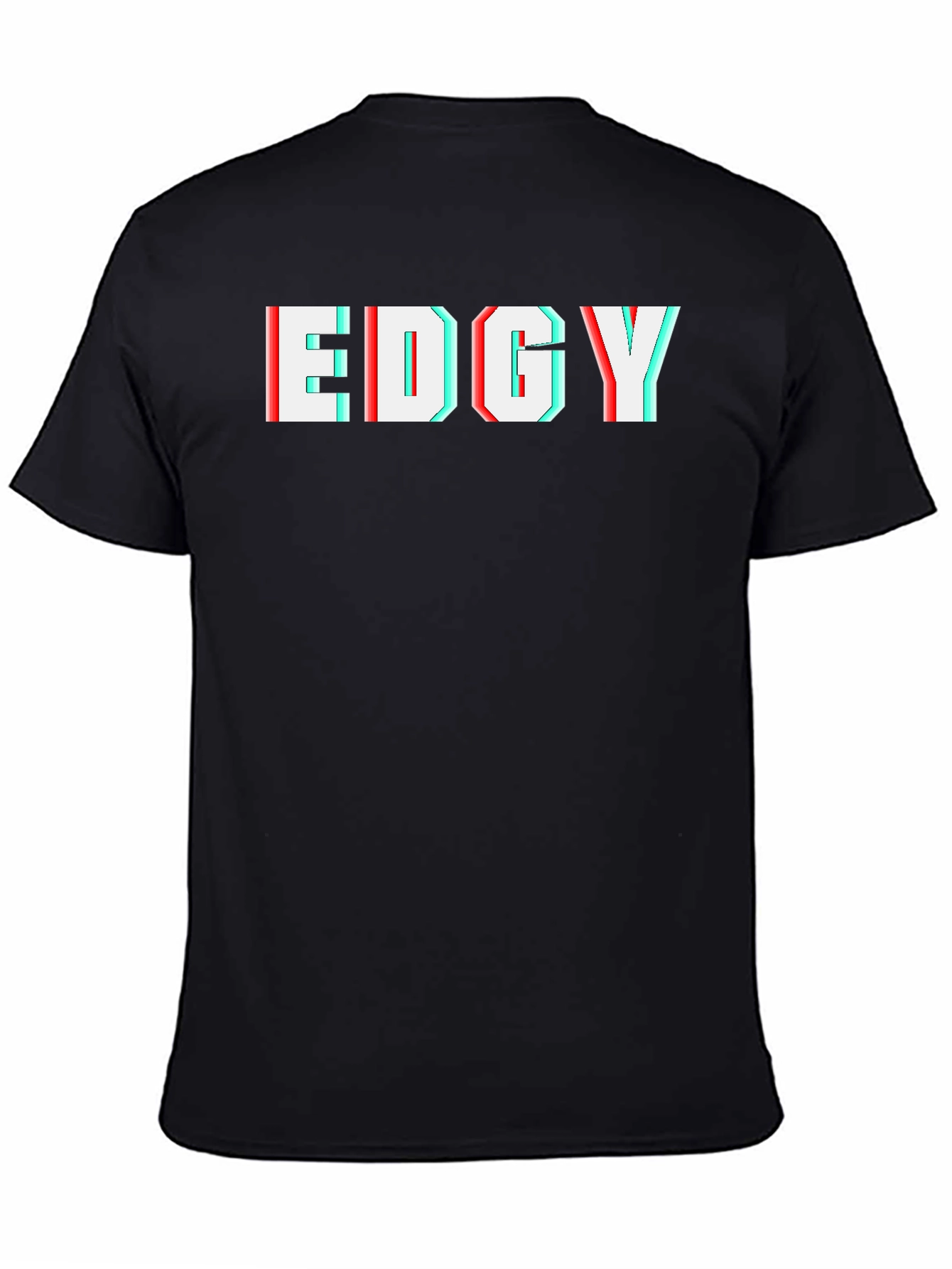 Black Edgy 3D Effect Black T-Shirt view 4