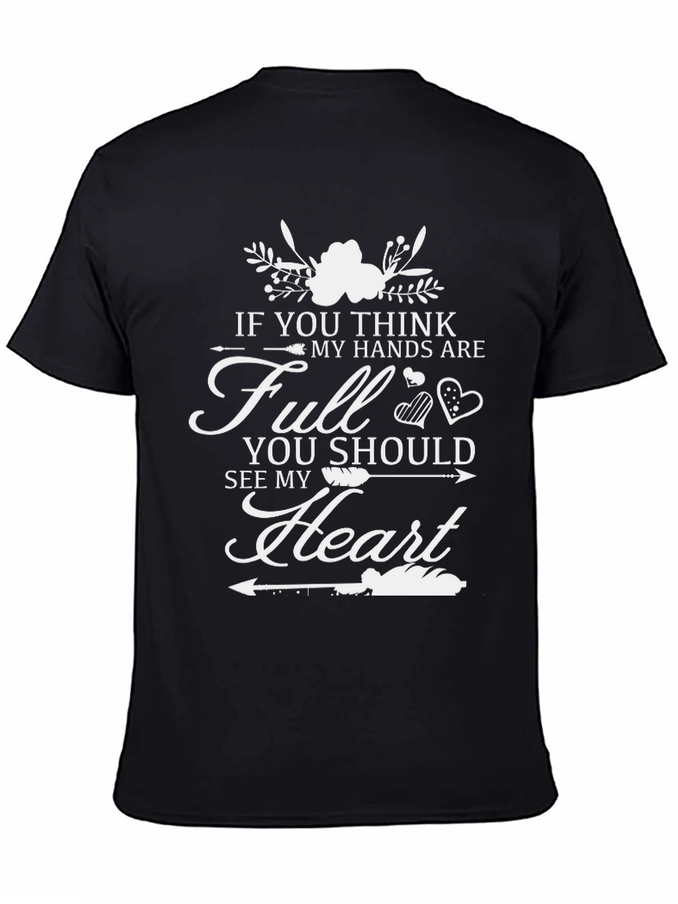 Black "Full Heart" Graphic Tee - Black Casual Shirt view 4