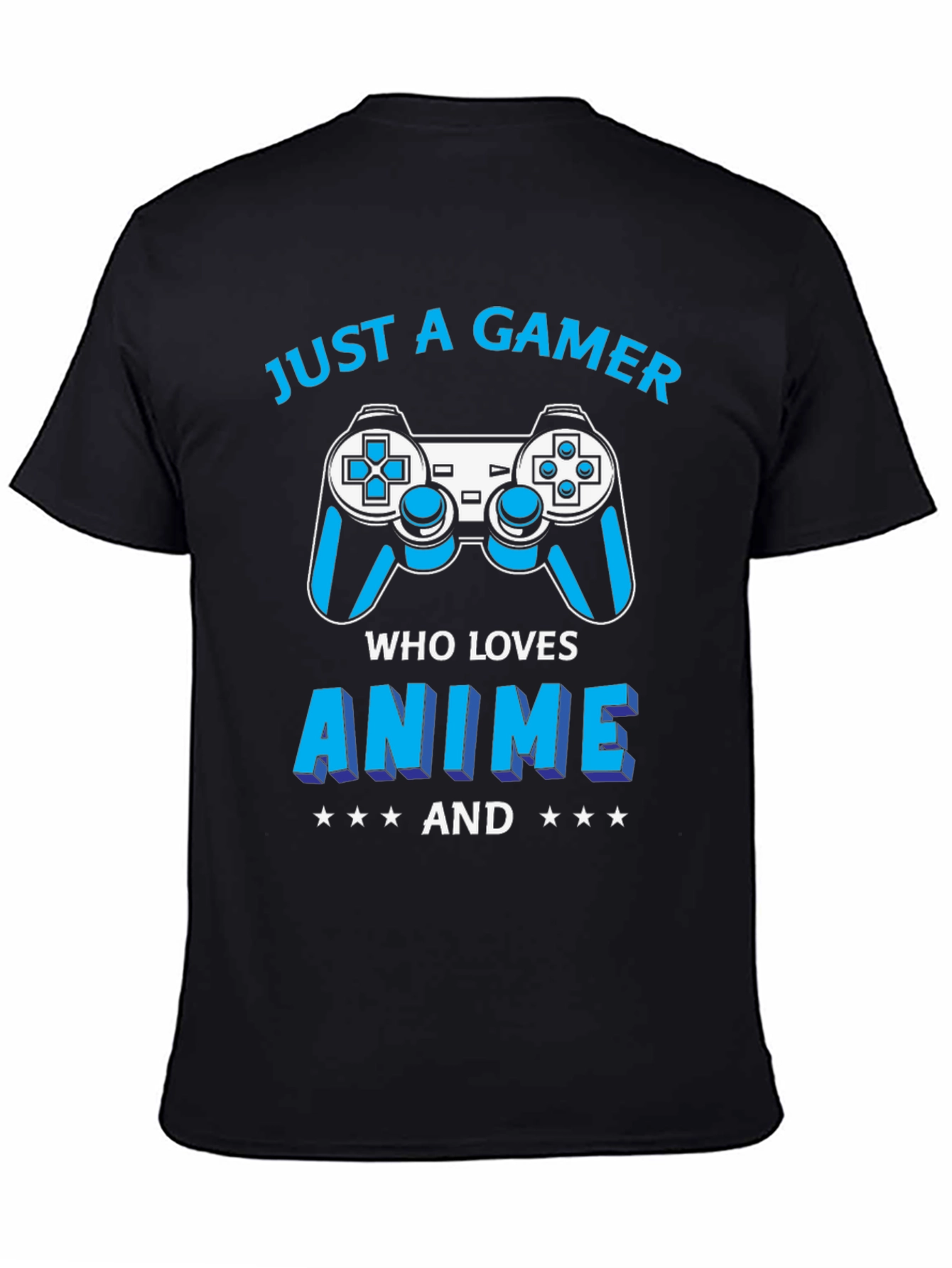 Black Just A Gamer Who Loves Anime T-Shirt view 4