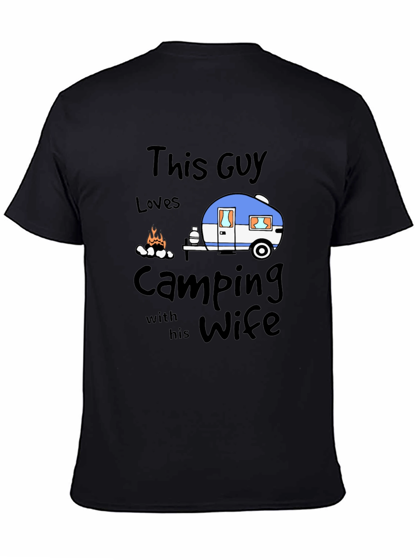 Black Camping with Wife Black T-Shirt view 4