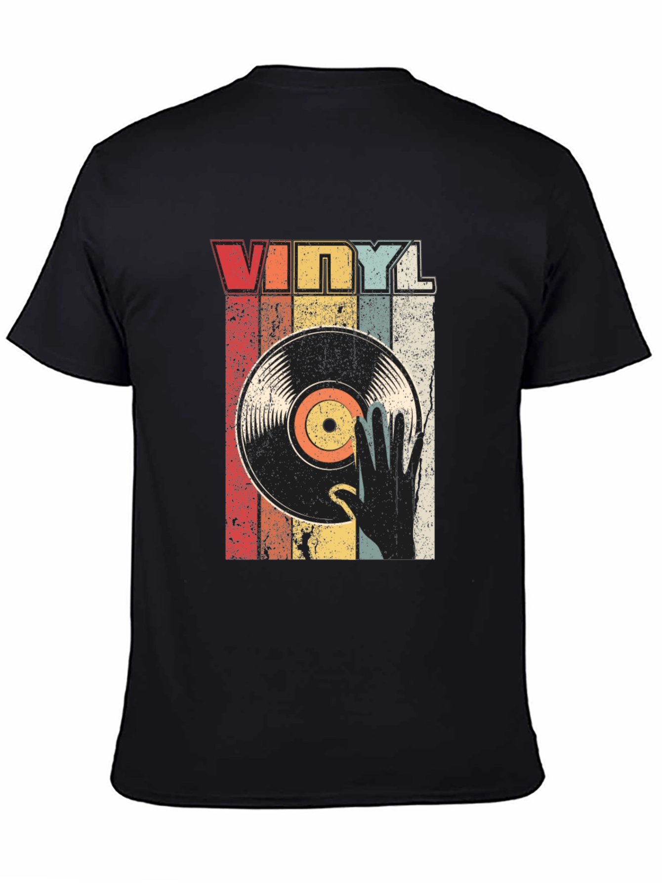 Black Vintage Vinyl Record T-Shirt view 4