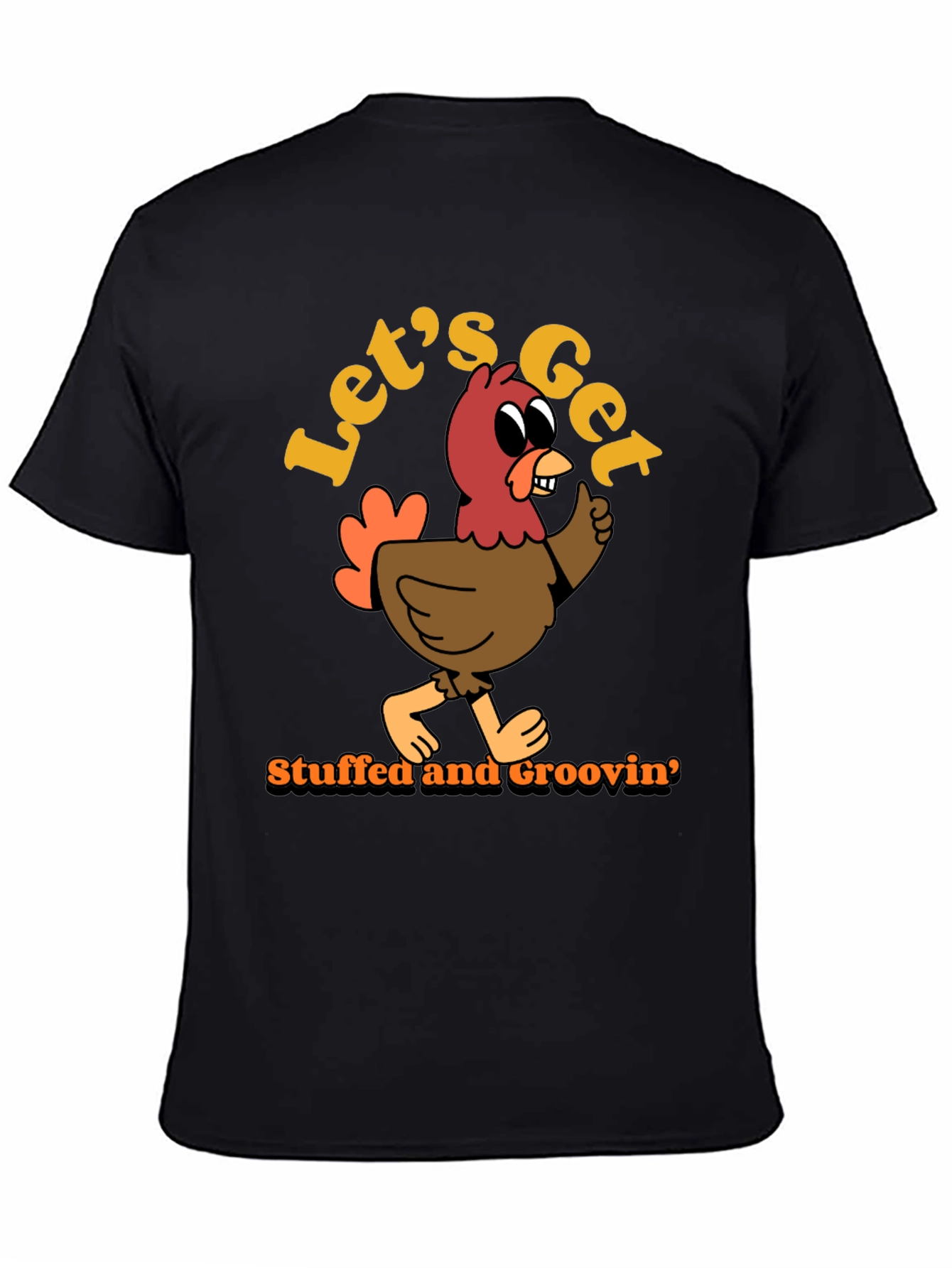 Black Let's Get Stuffed and Groovin' Turkey Tee view 4