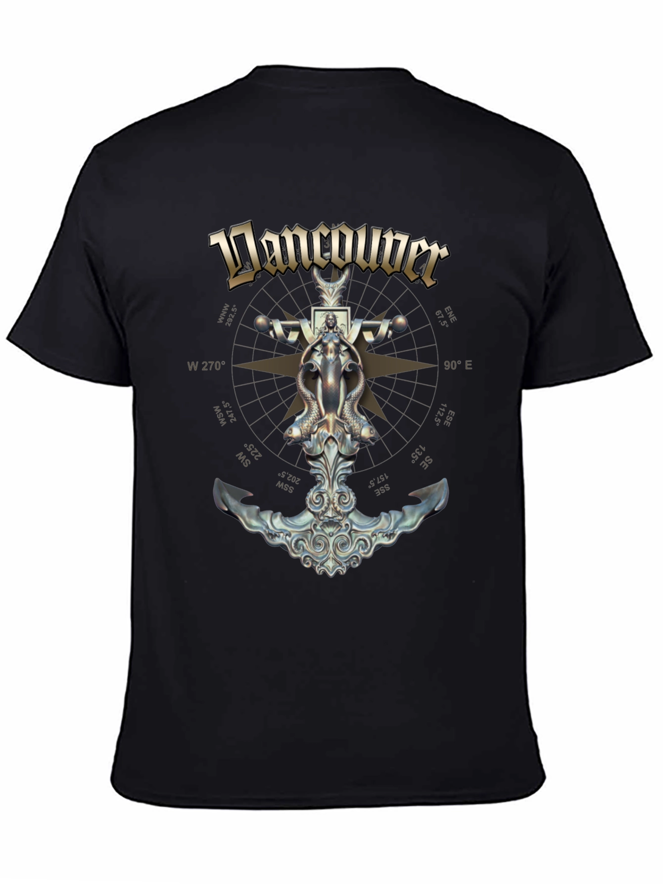 Black Vancouver Compass Anchor Graphic T-Shirt view 4