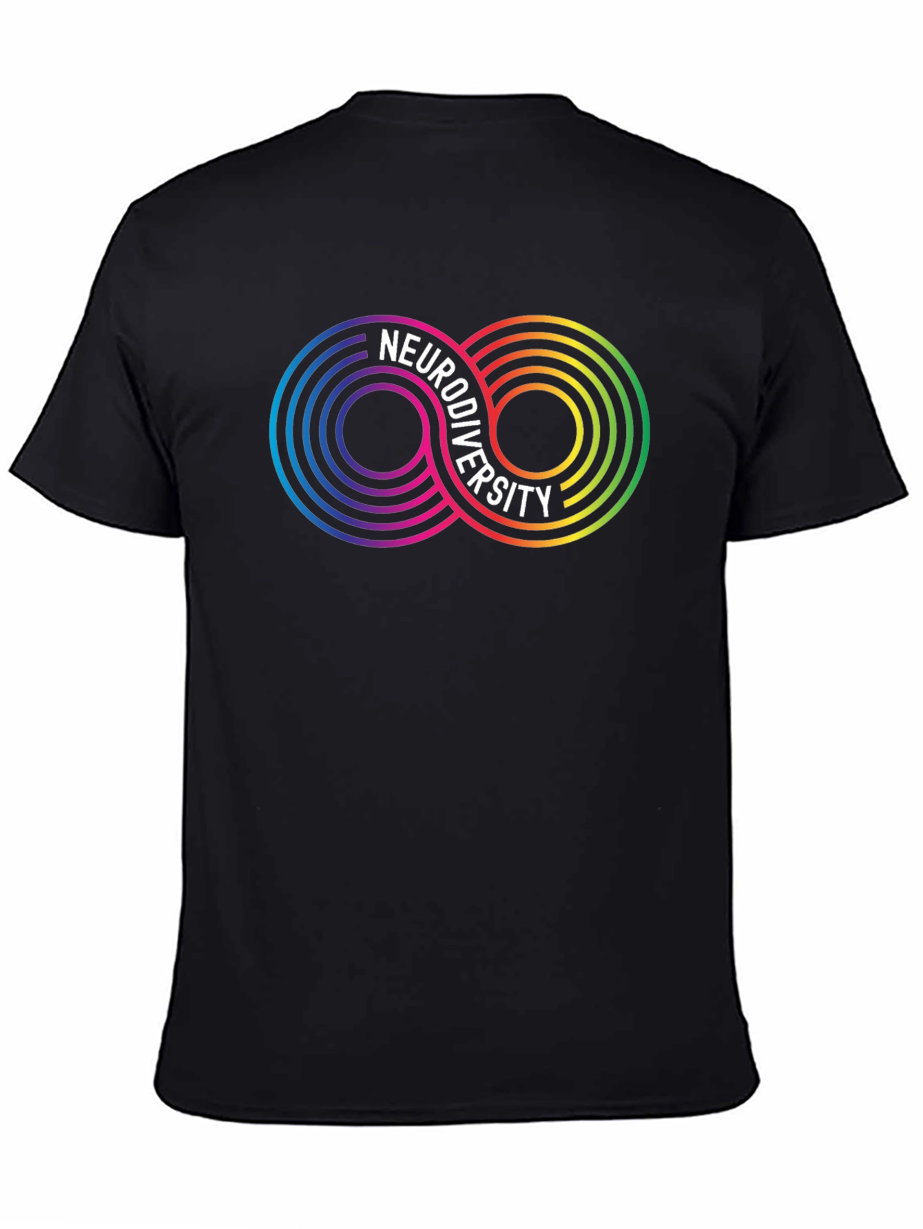 Black Neurodiversity Infinity Symbol Graphic T-Shirt view 4