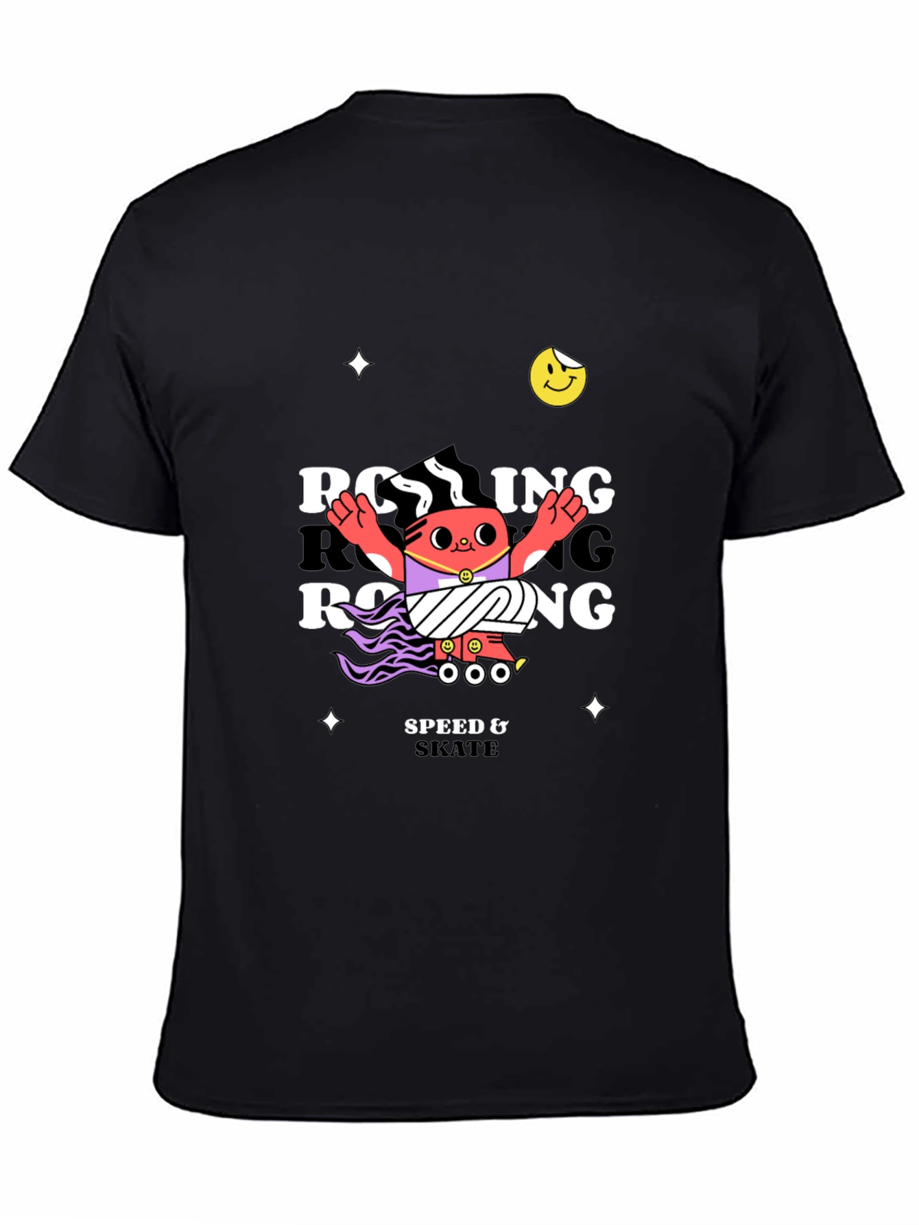 Black Rolling Skate Graphic Black T-Shirt view 4