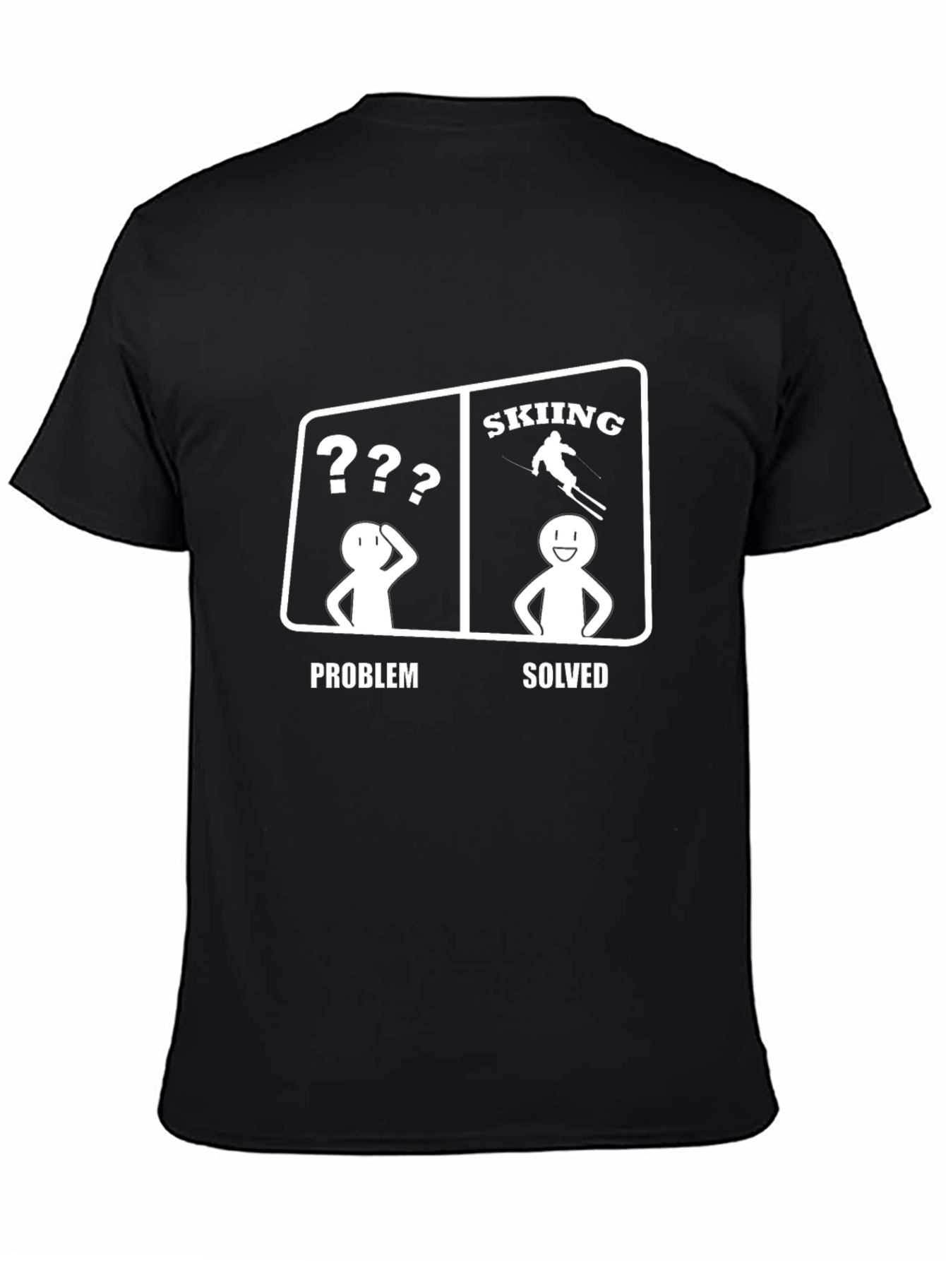 Black Skiing Problem Solved T-Shirt view 4
