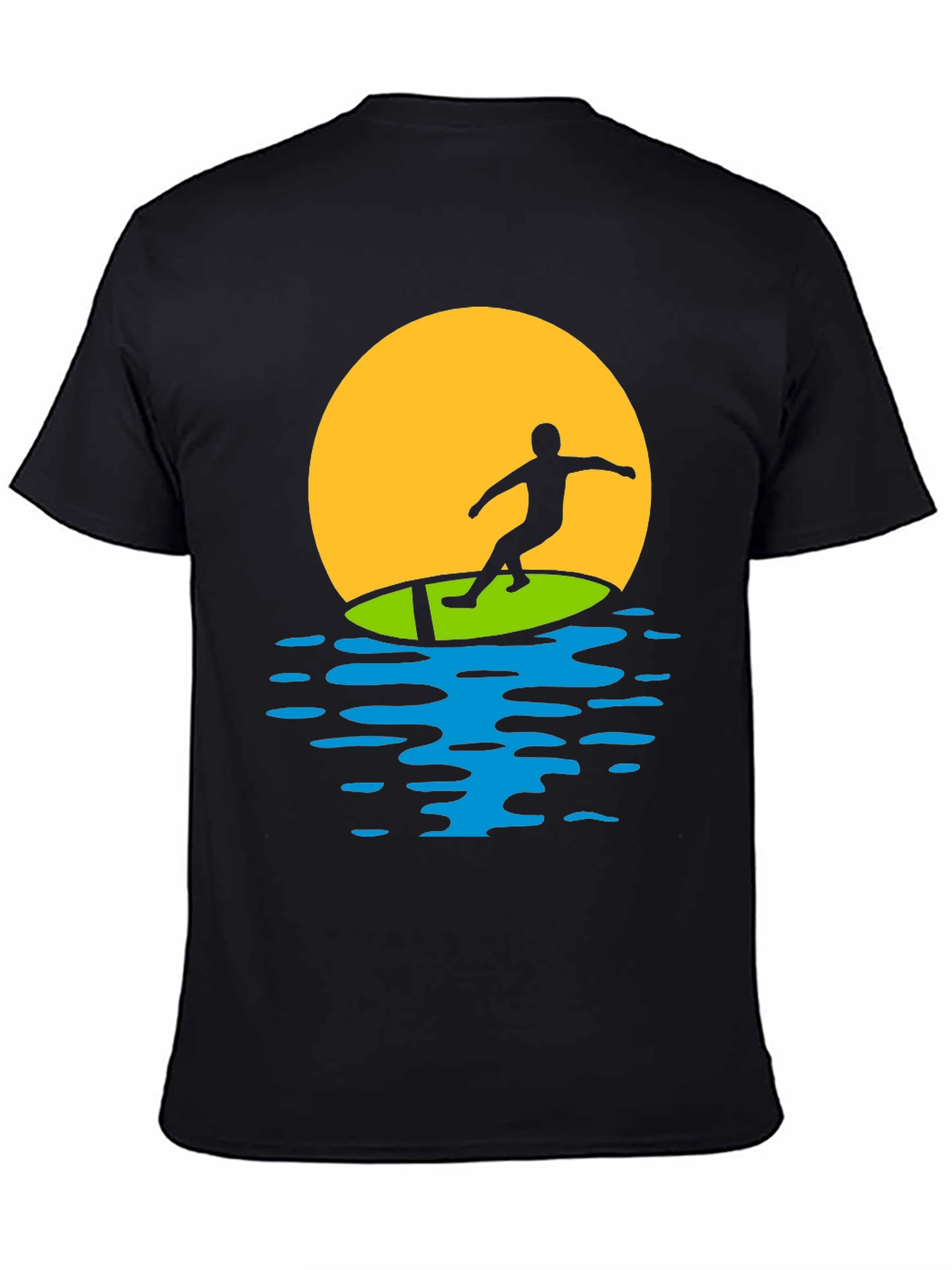 Black Surfer Sunset Graphic Tee - Black Cotton T-Shirt view 4