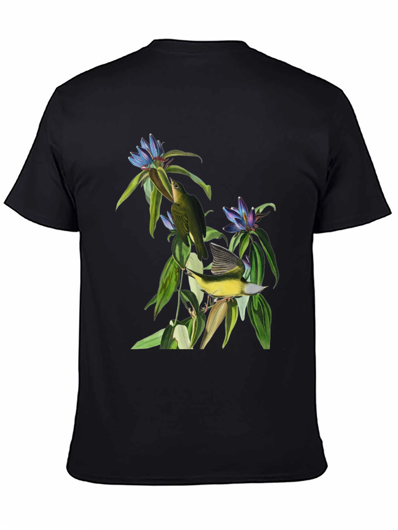 Black Vintage Botanical Bird Graphic Tee view 4