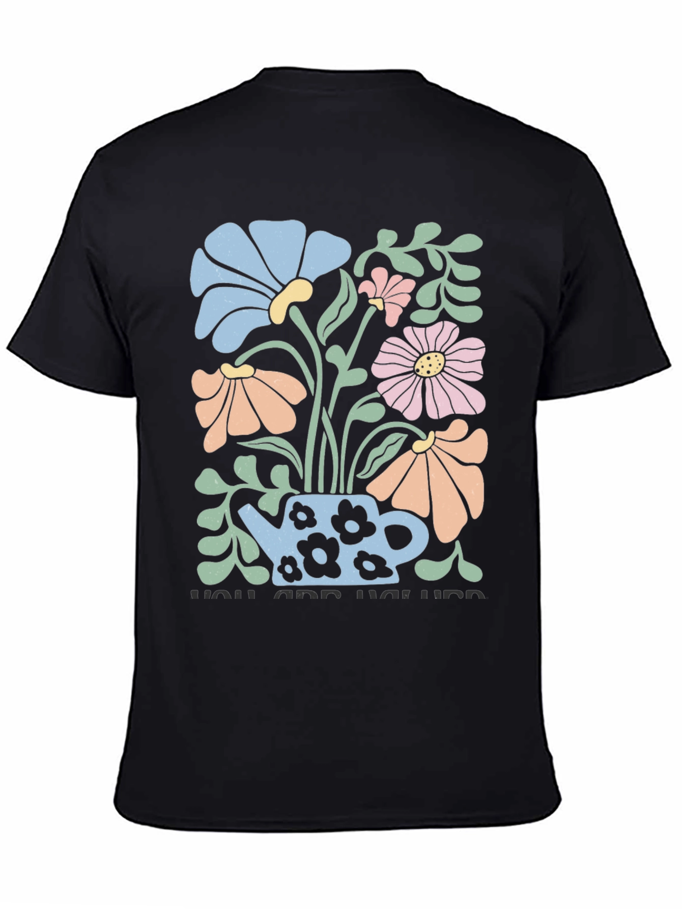 Black Floral Teapot Graphic T-Shirt view 4
