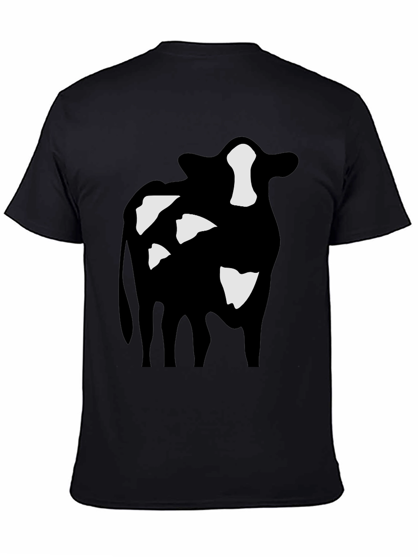 Black Cow Print Black T-Shirt view 4