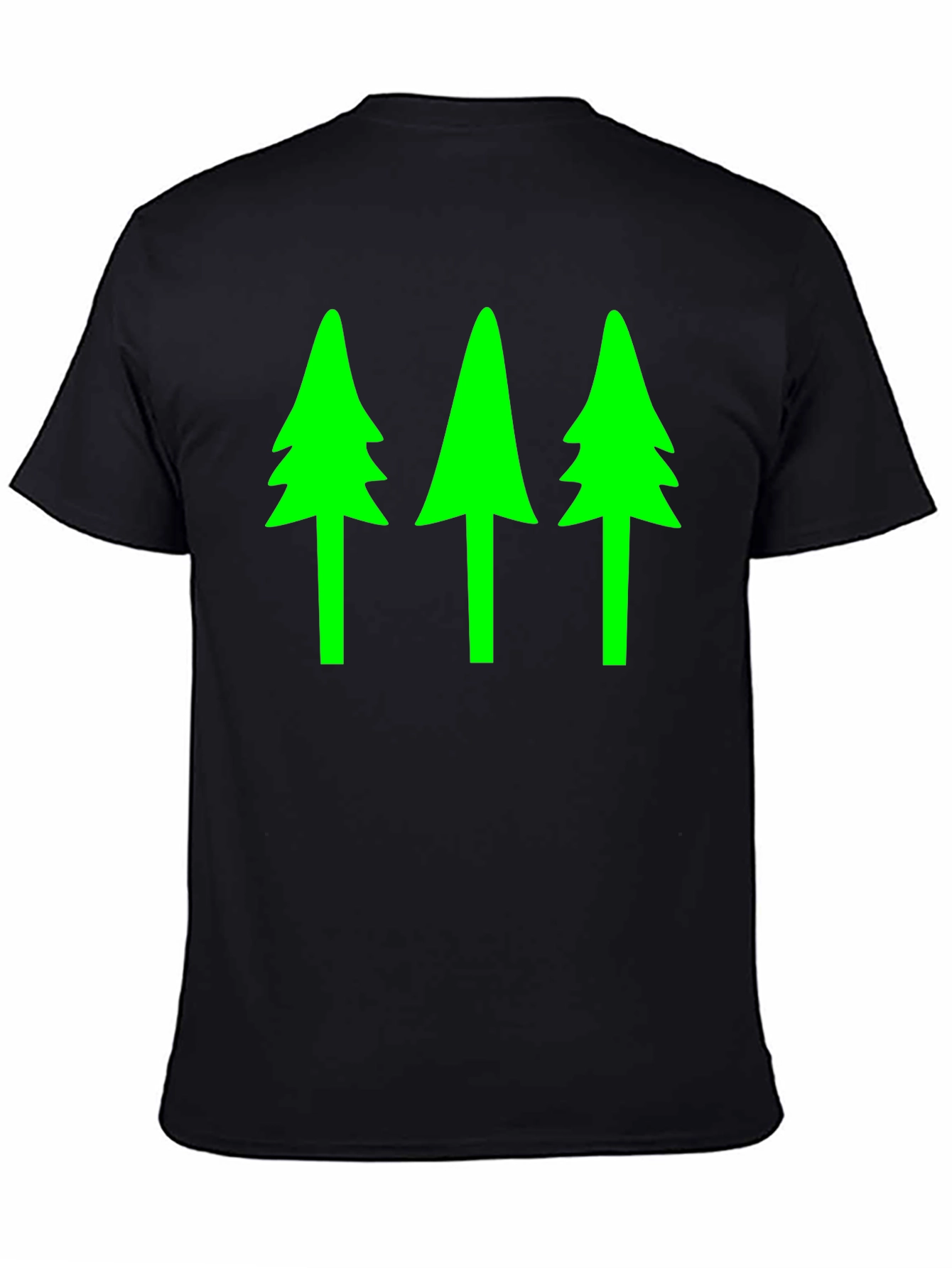Black Green Tree Graphic Black T-Shirt view 4
