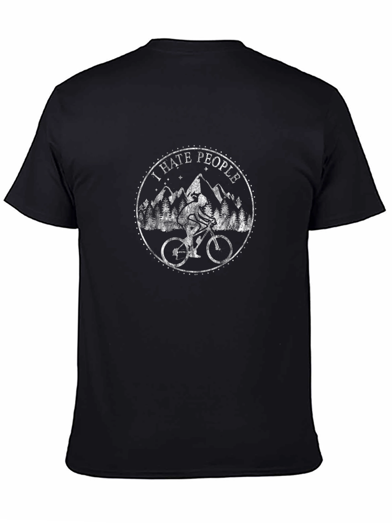 Black I Hate People Mountain Biking T-Shirt view 4