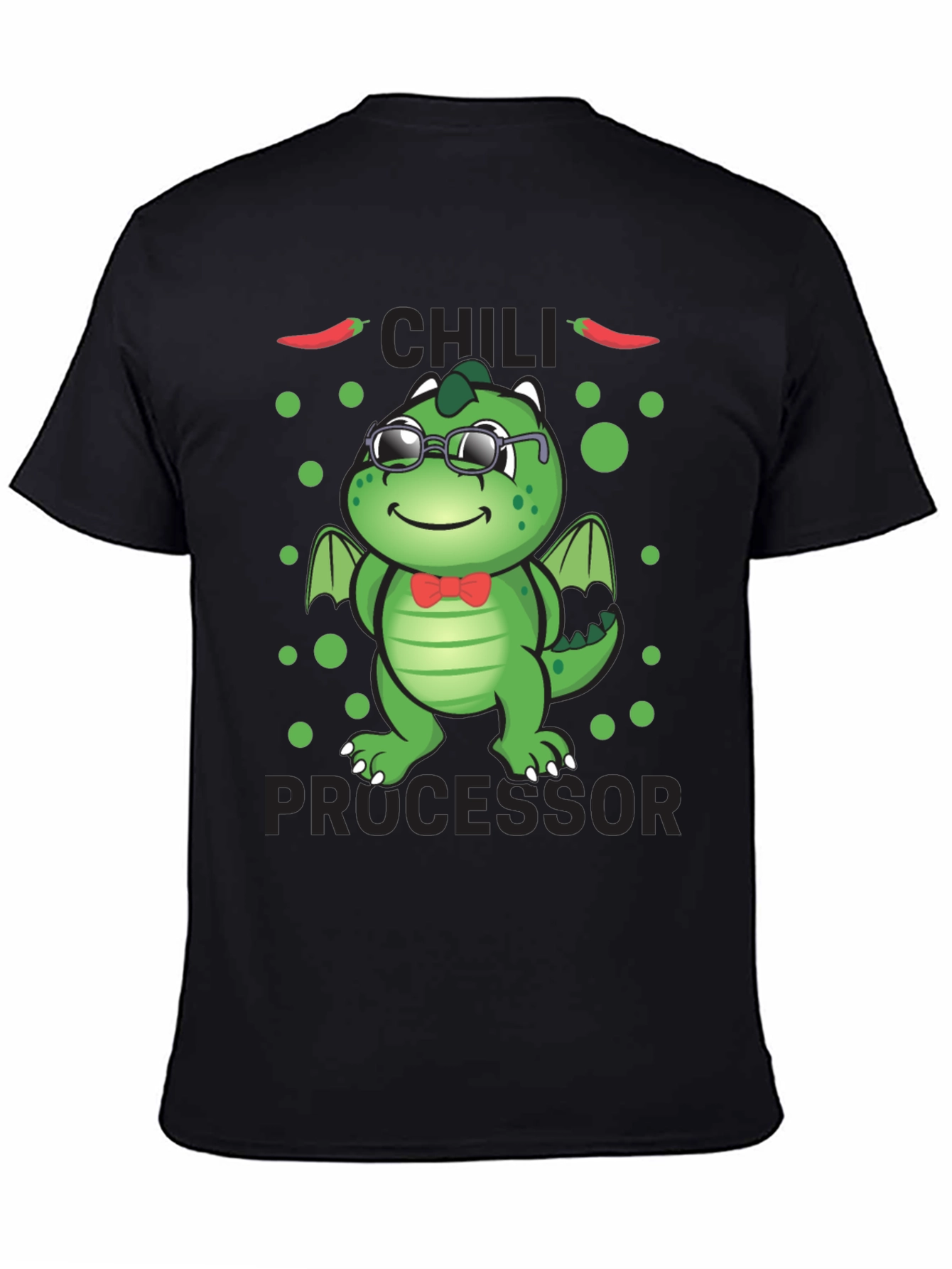 Black Chili Processor T-Shirt - Cute Dragon Design view 4