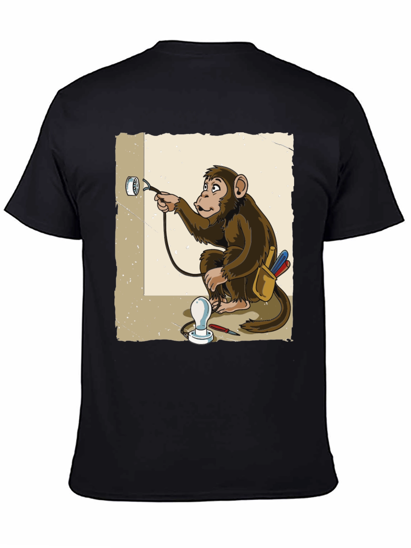 Black Electrician Monkey Graphic T-Shirt view 4