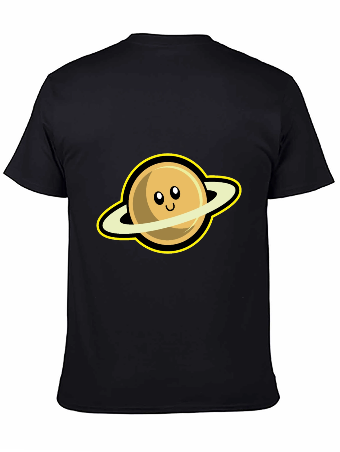 Black Cute Saturn Graphic Tee - Black Short Sleeve Shirt view 4