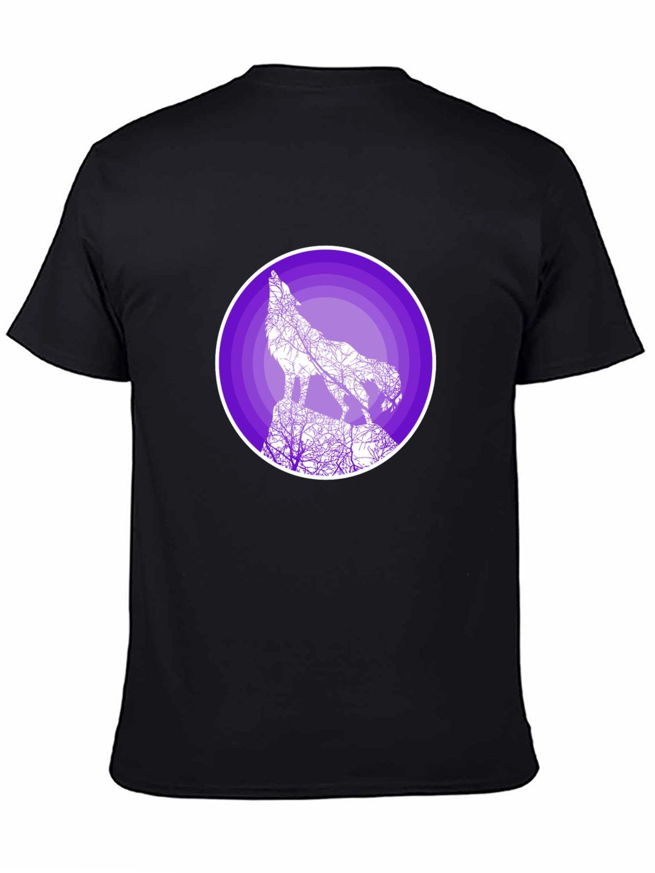 Black Wolf Silhouette Graphic T-Shirt - Black view 4