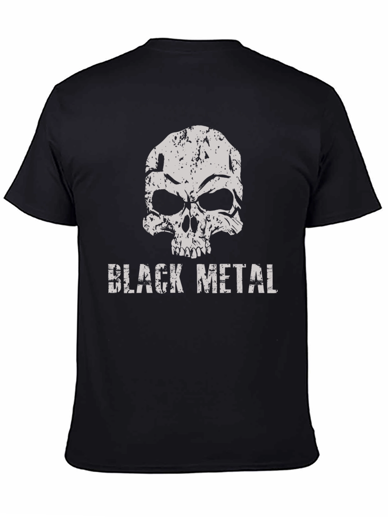 Black Black Metal Skull Graphic T-Shirt view 4