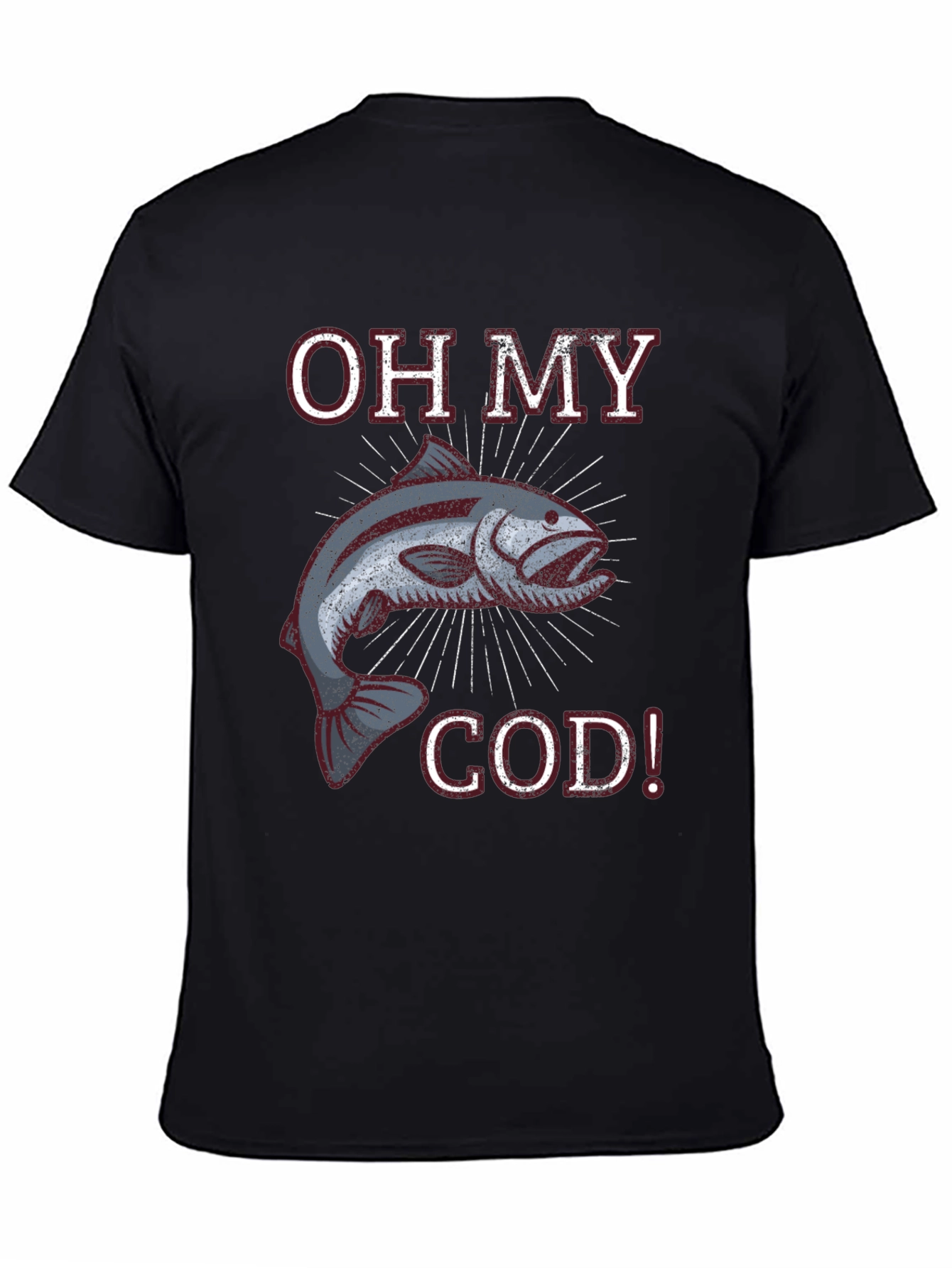 Black Oh My Cod! Funny Fish Graphic T-Shirt view 4