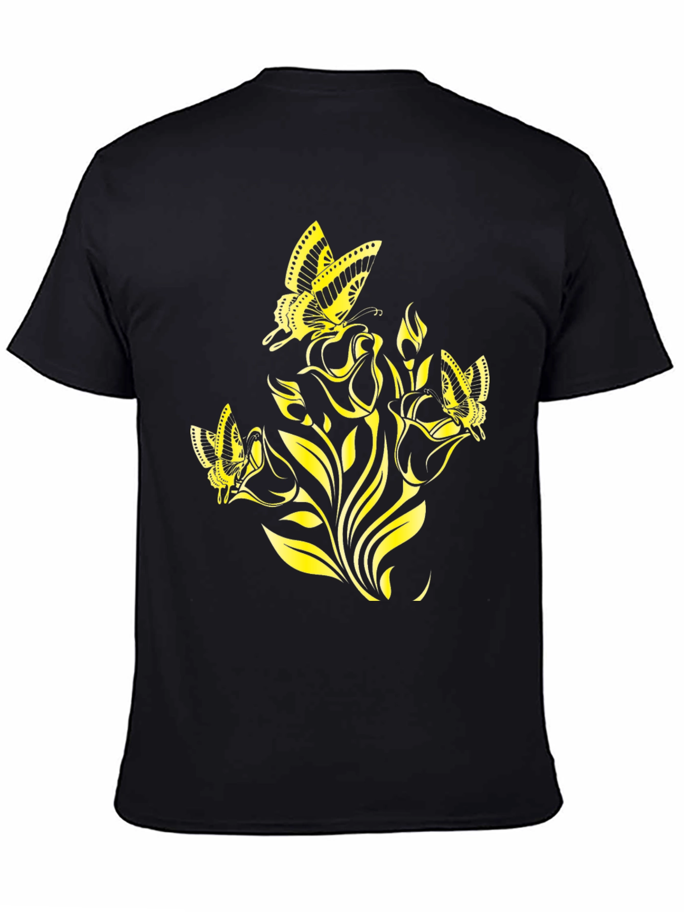 Black Butterfly Rose Graphic Tee - Stylish Black T-Shirt view 4
