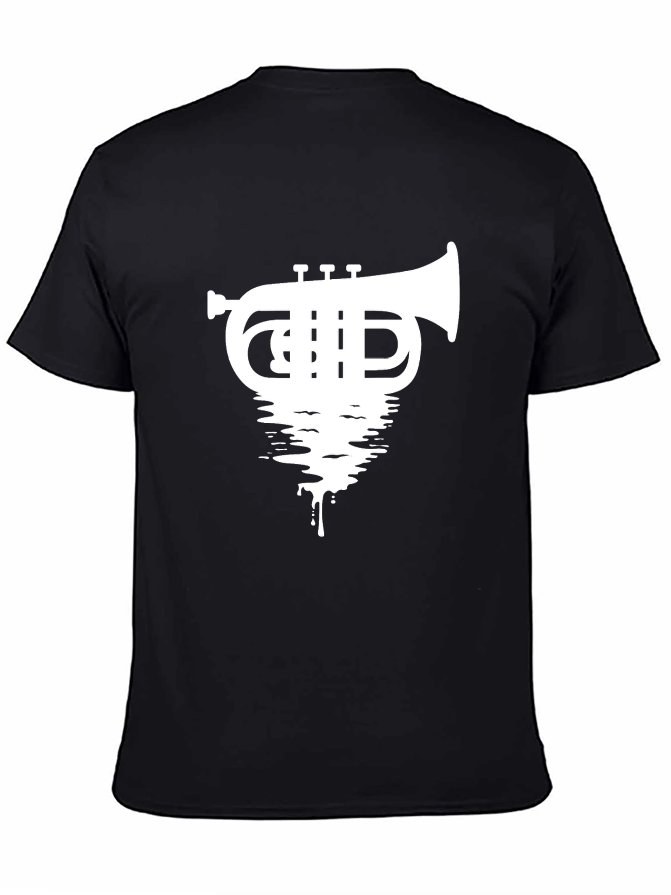 Black Trumpet Drip Graphic Tee - Black Cotton T-Shirt view 4