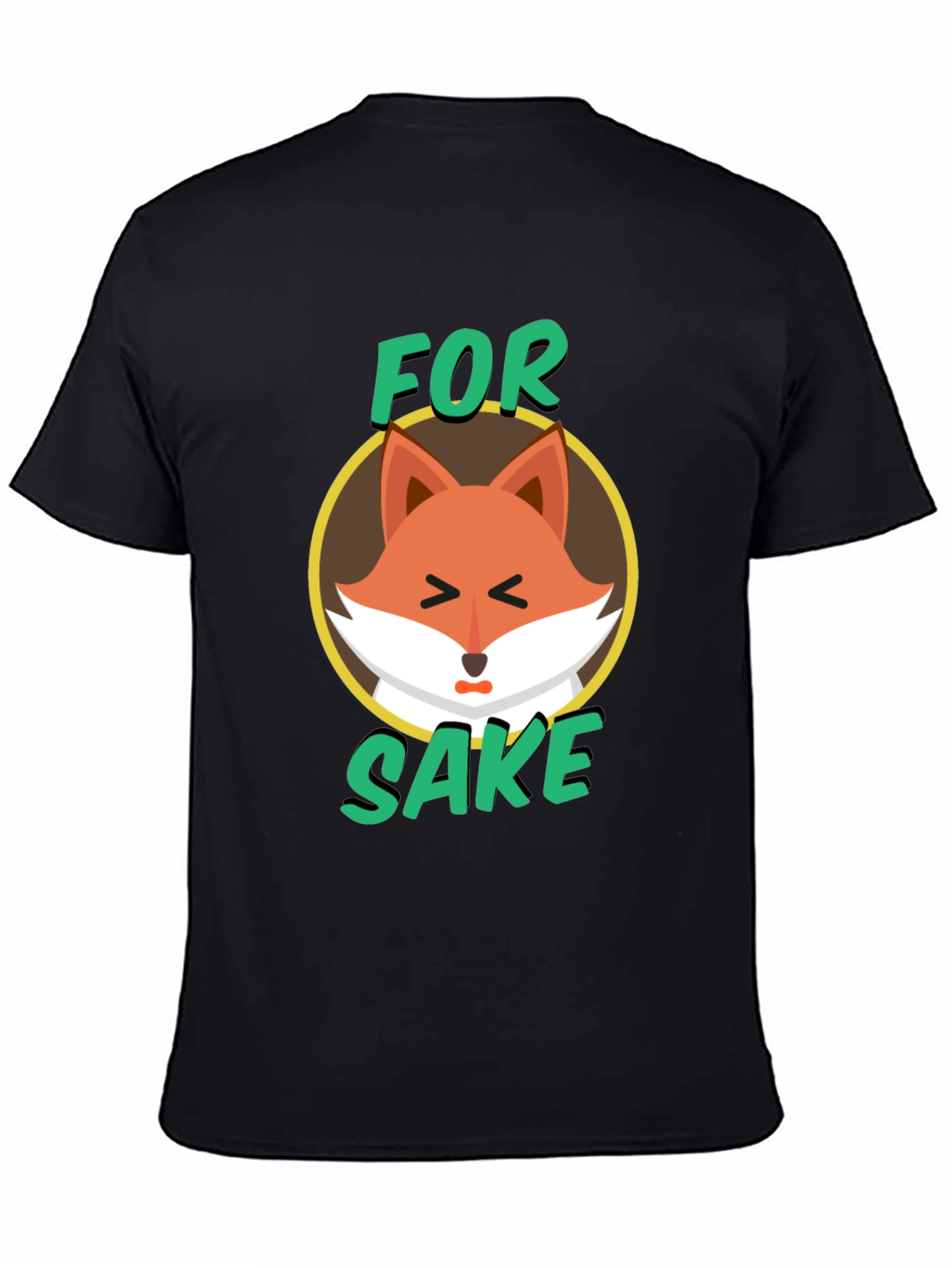 Black For Fox Sake T-Shirt - Quirky Animal Graphic Tee view 4