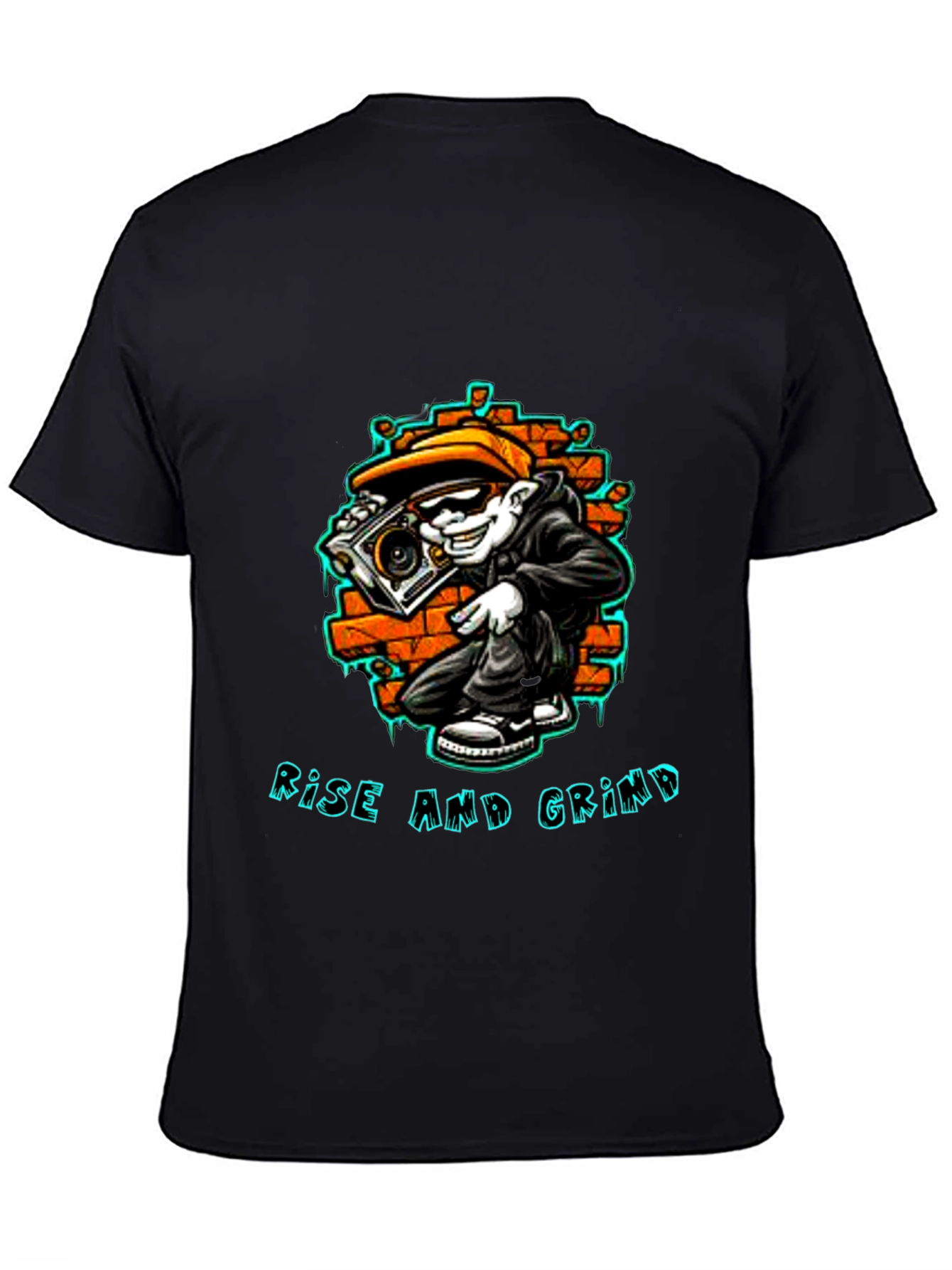 Black Rise and Grind Graphic Tee - Streetwear Style view 4