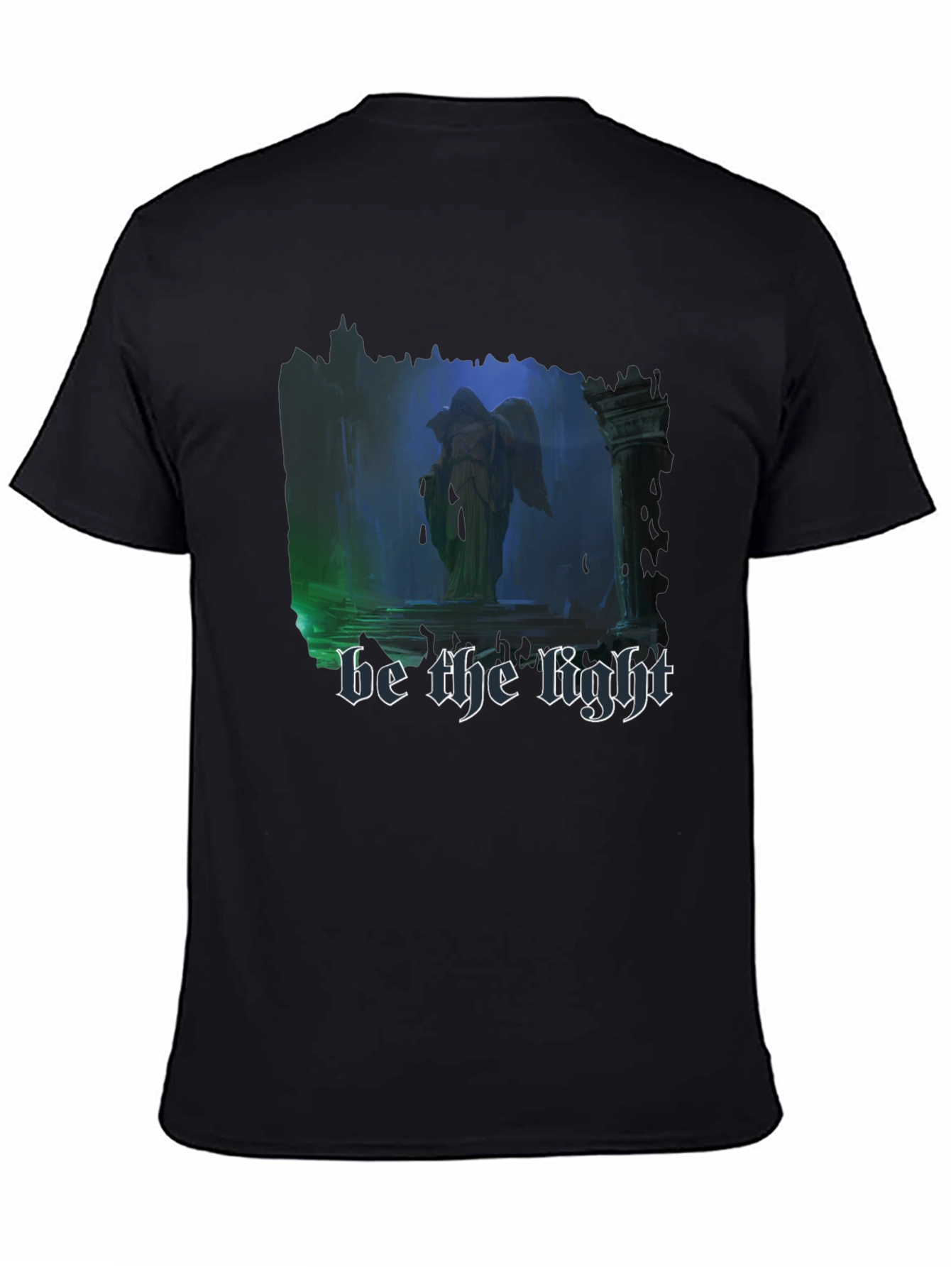 Black Be The Light T-Shirt - Gothic Angel Design view 4