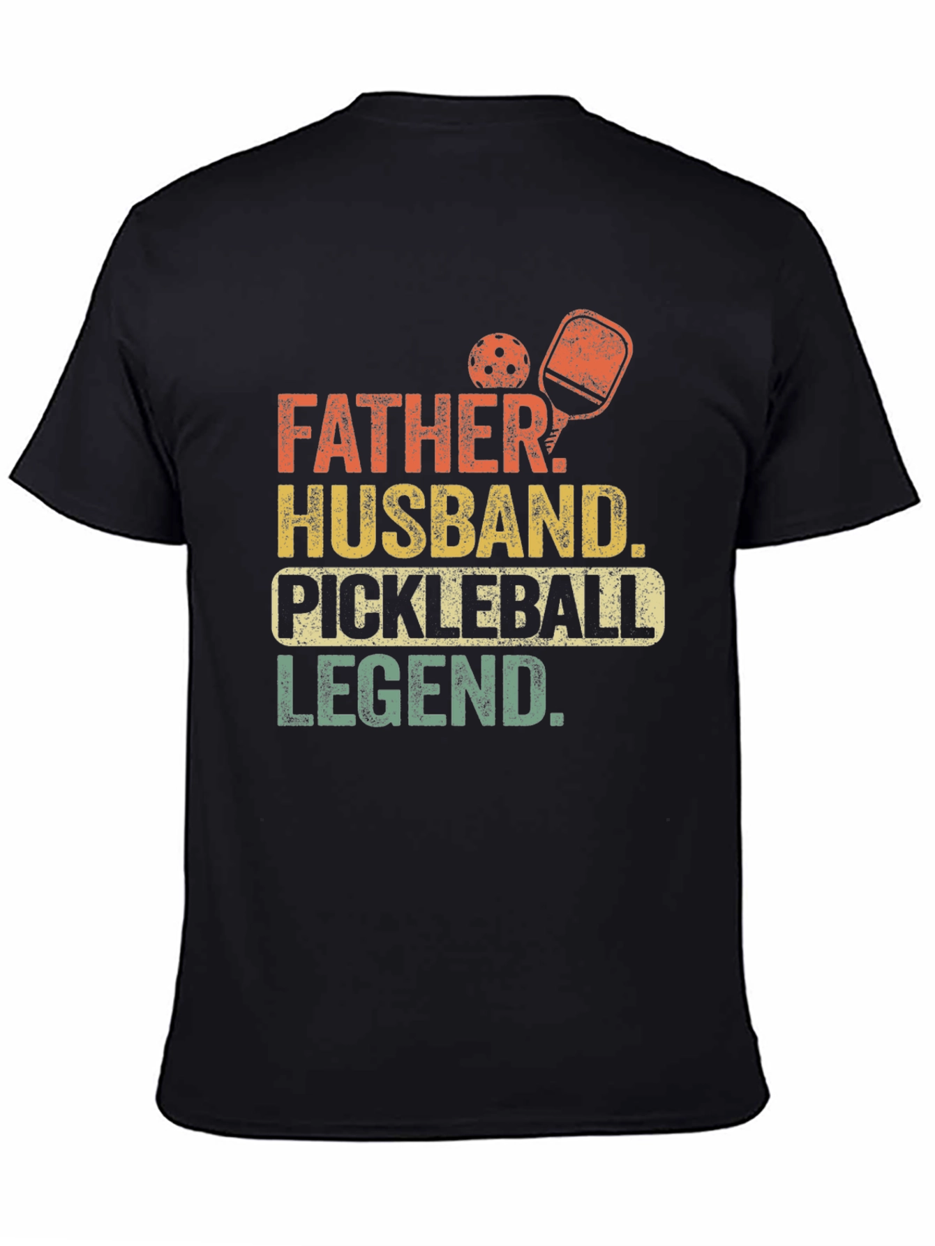Black Father Husband Pickleball Legend Graphic Tee view 4