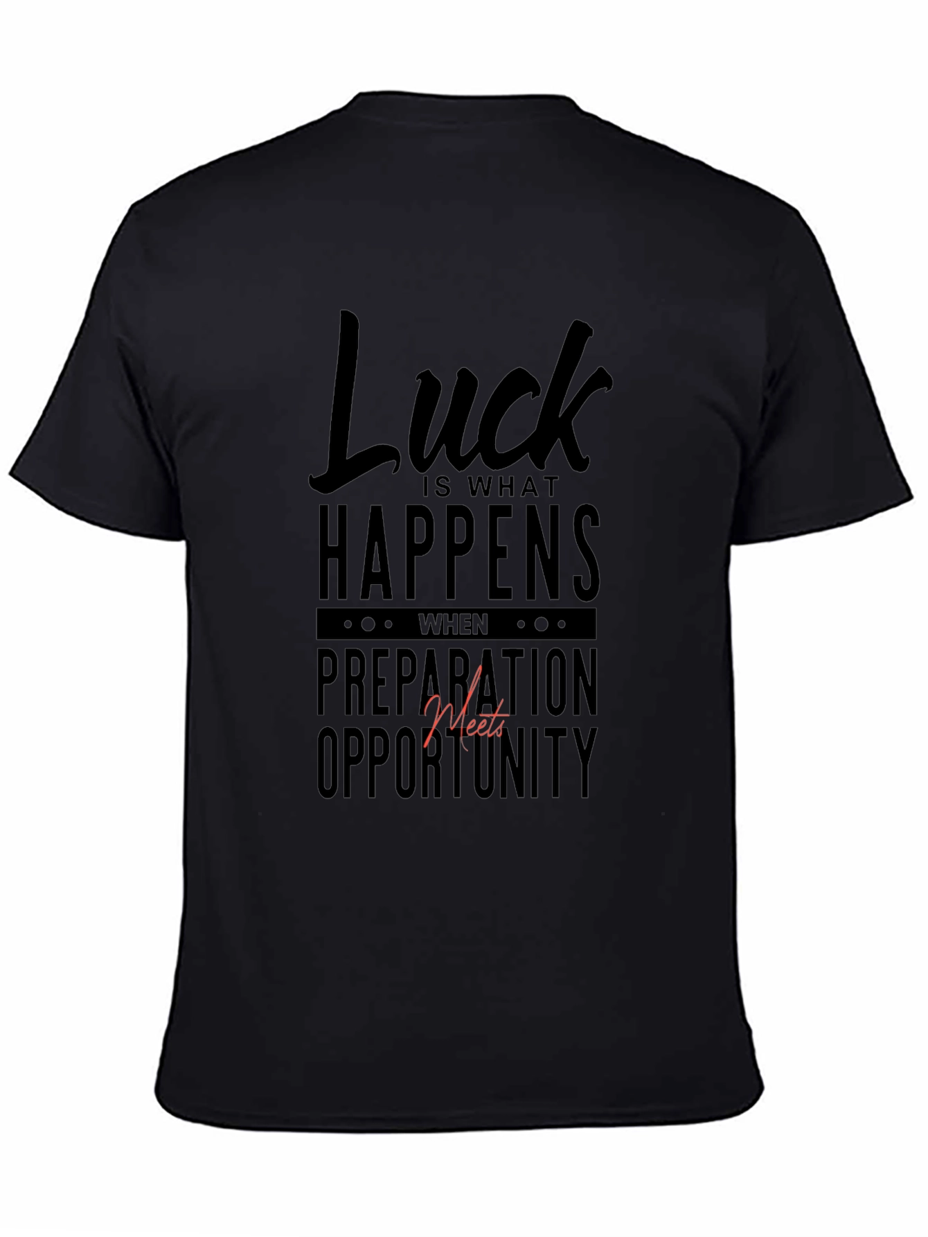 Black Luck Happens Black Graphic Tee view 4