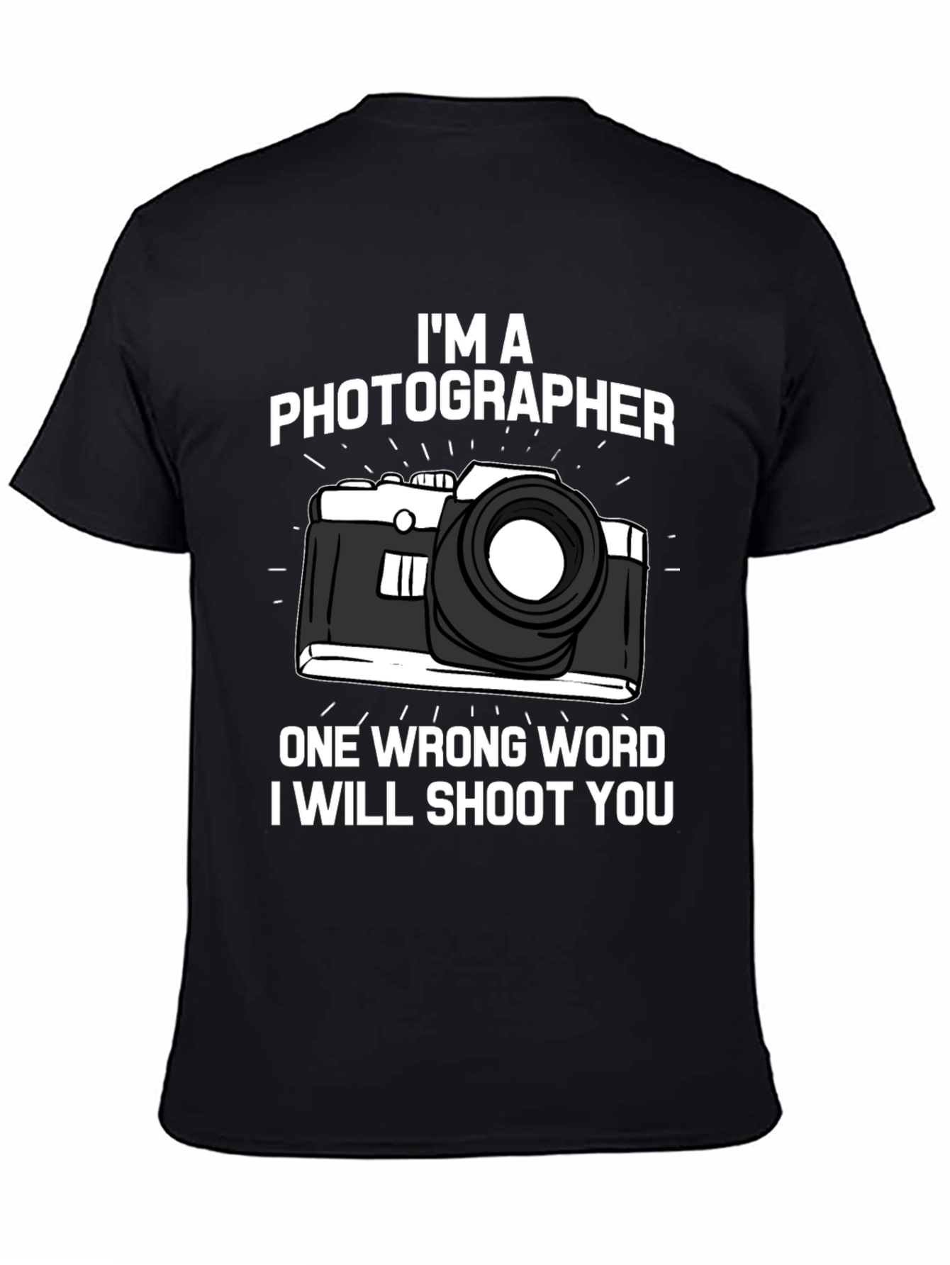 Black Photographer T-Shirt: I'll Shoot You Funny Camera Tee view 4
