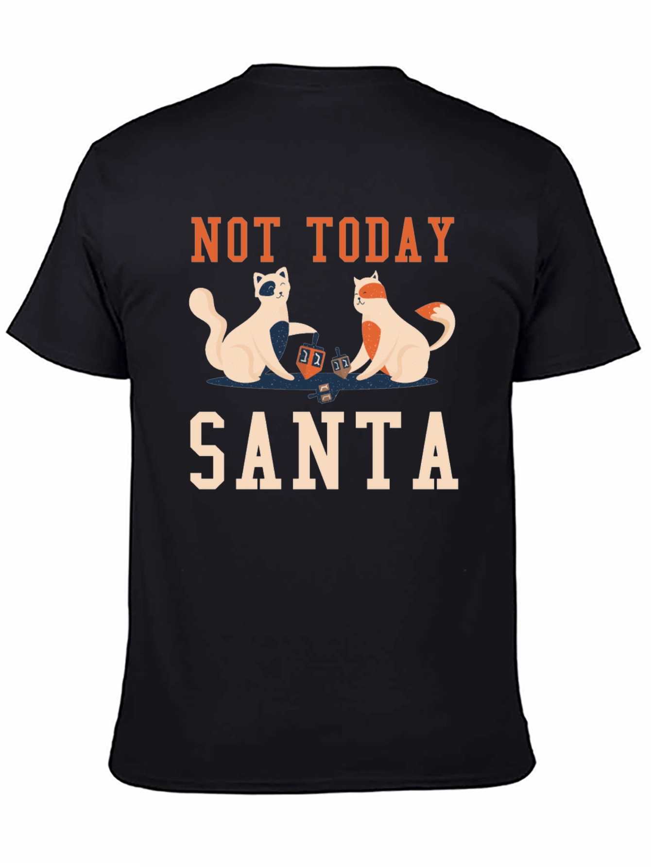 Black Not Today Santa T-Shirt with Cats Playing Dreidel view 4