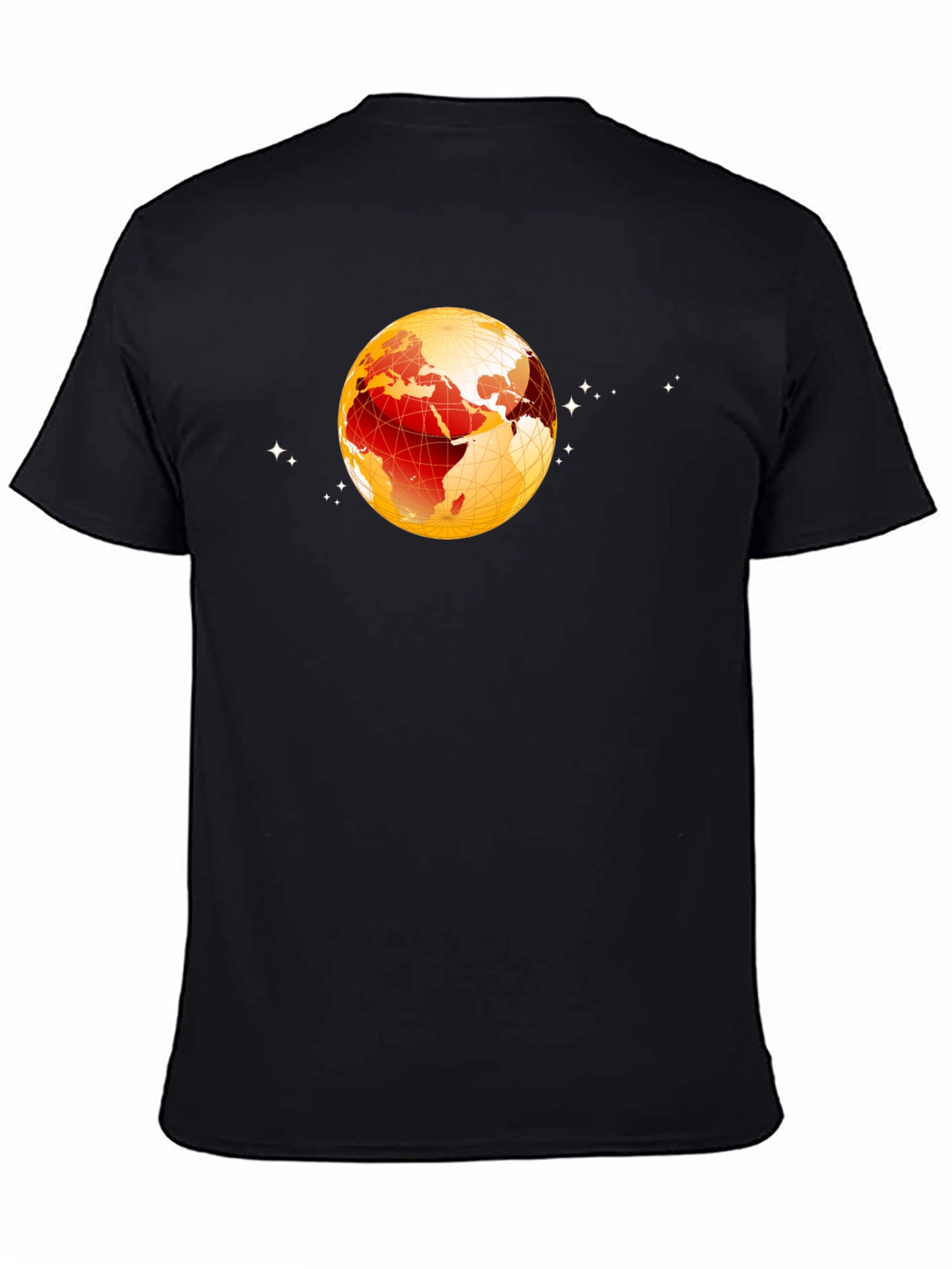 Black Global Sphere Graphic Tee - Black Cotton T-Shirt view 4