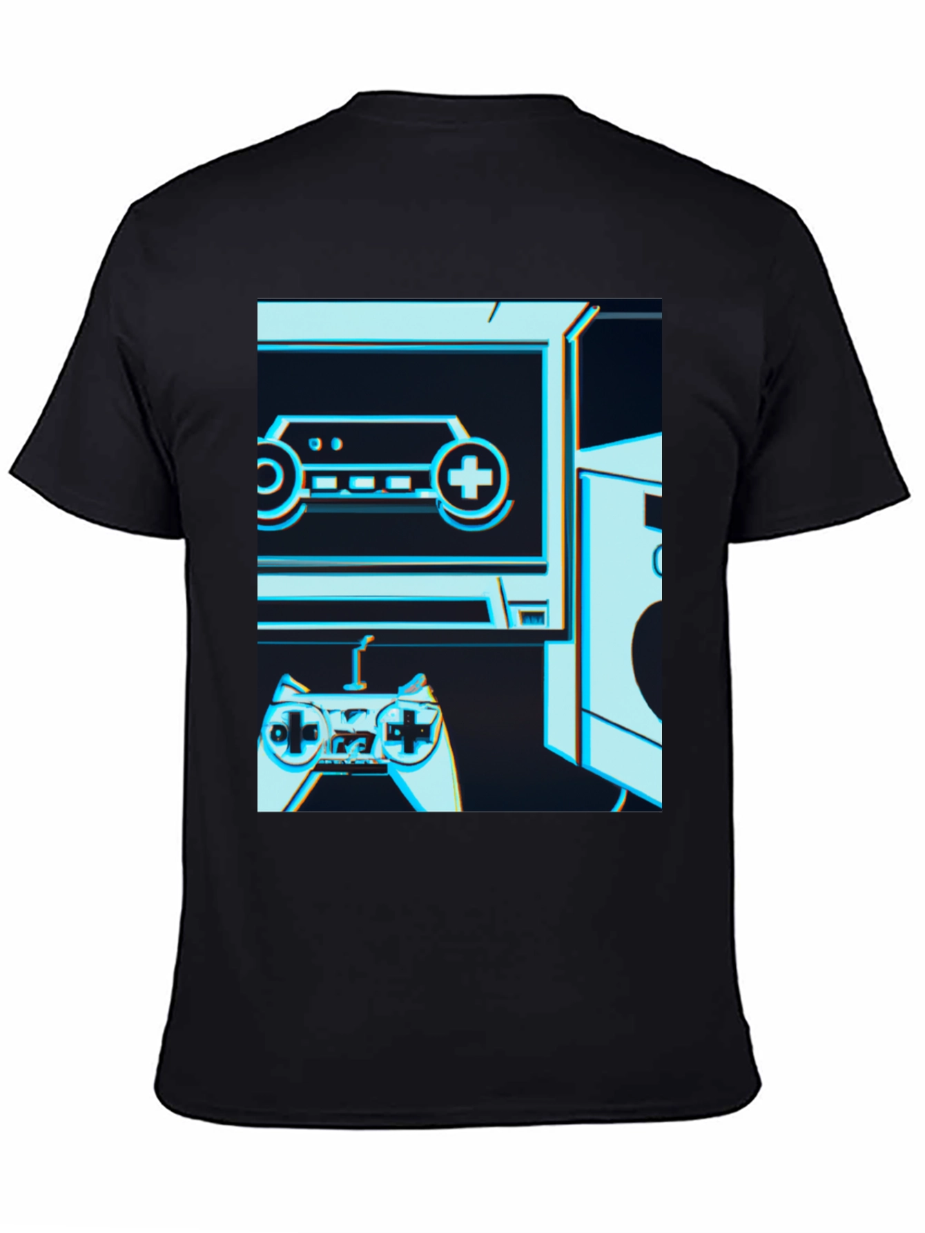 Black Retro Gaming T-Shirt - Classic Console Design view 4